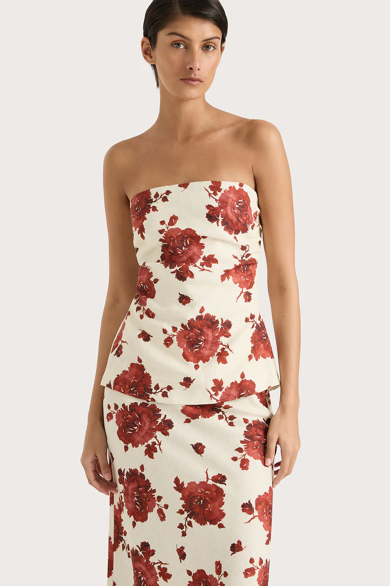 Alexa Top Cecile Floral Garnet - Final Sale - Image 2