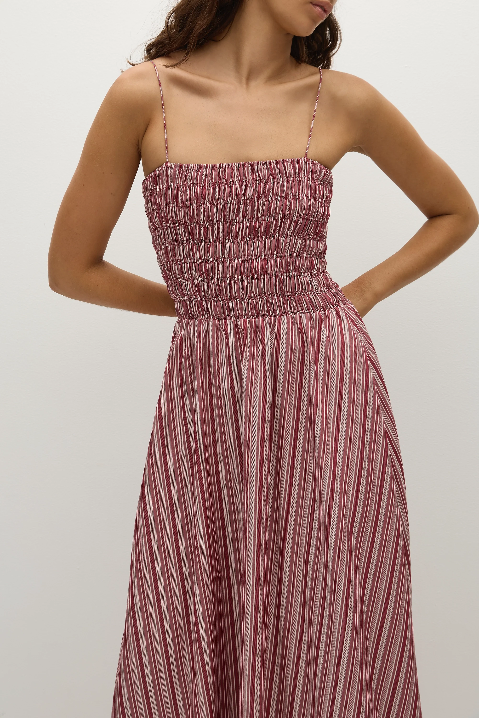Anniken Maxi Dress Burgundy Stripe - Image 2