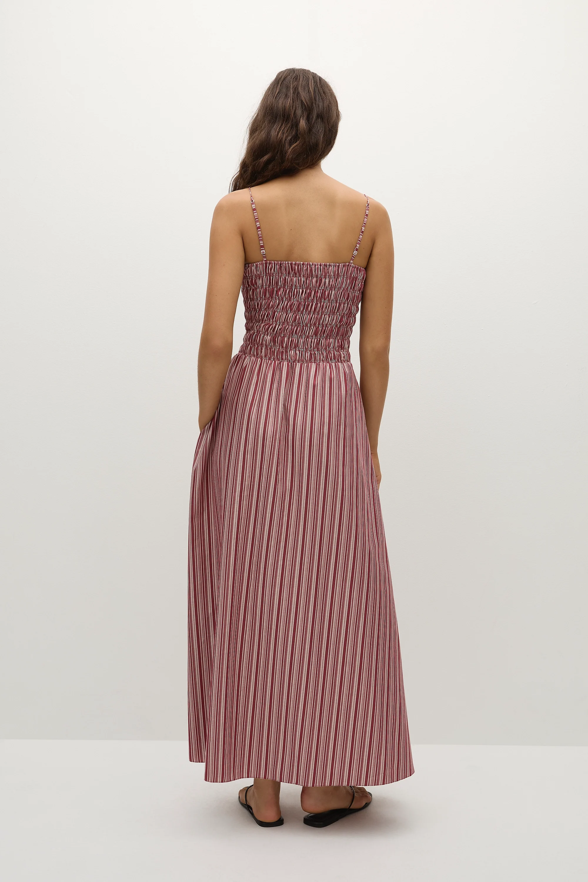 Anniken Maxi Dress Burgundy Stripe - Image 4