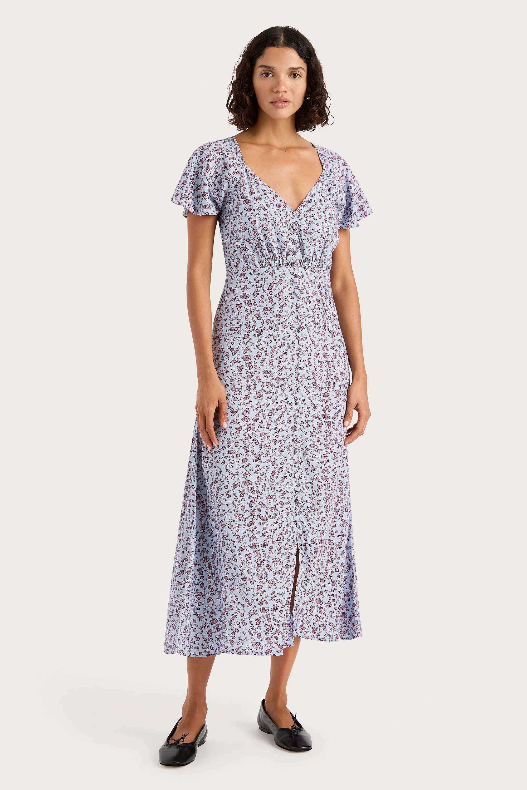 Aurelia Midi Dress Amaryllis Floral Blue - Final Sale - Image 5