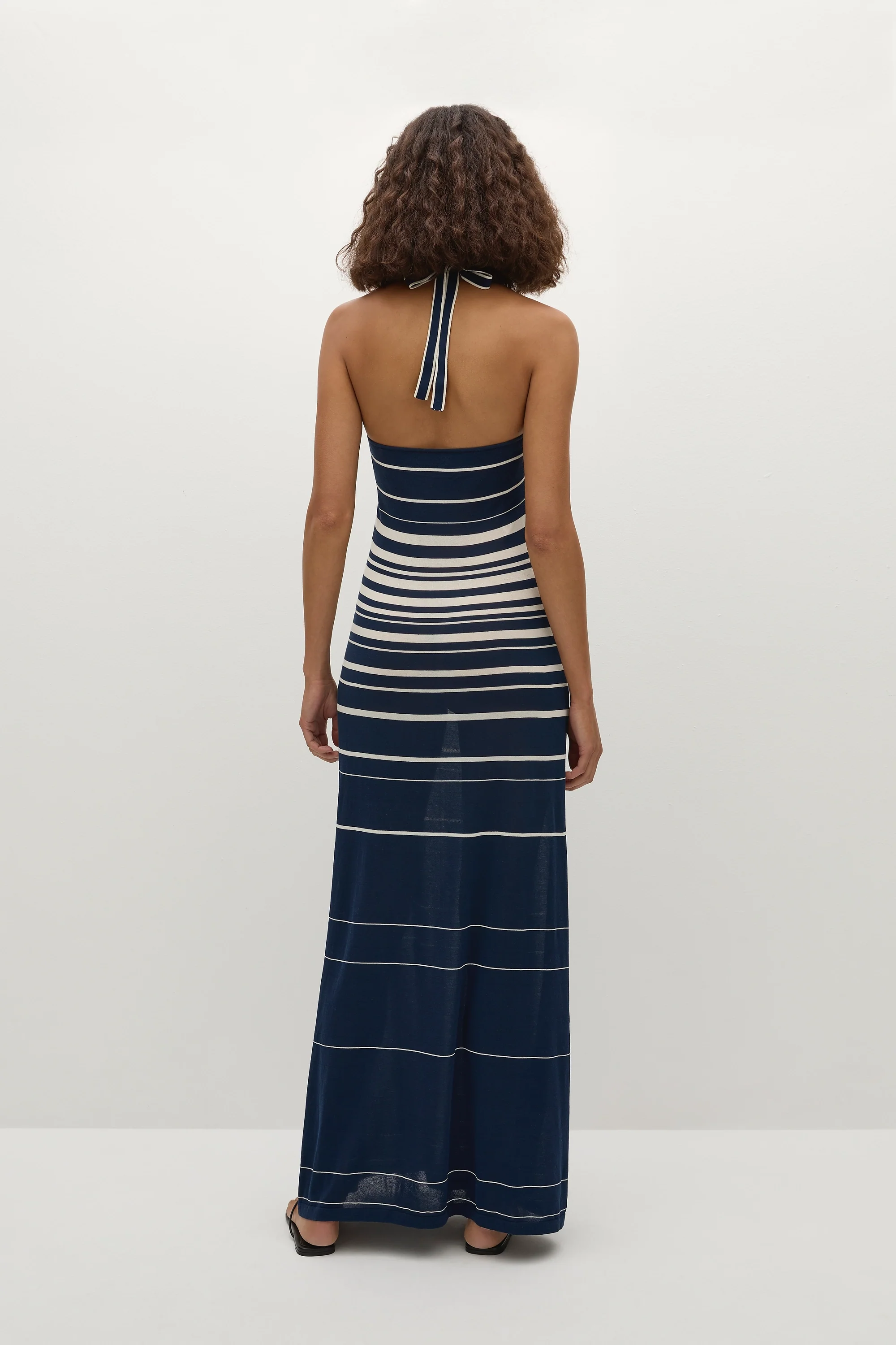 Axel Maxi Dress Accordion Stripe Cream Navy - Final Sale - Image 4