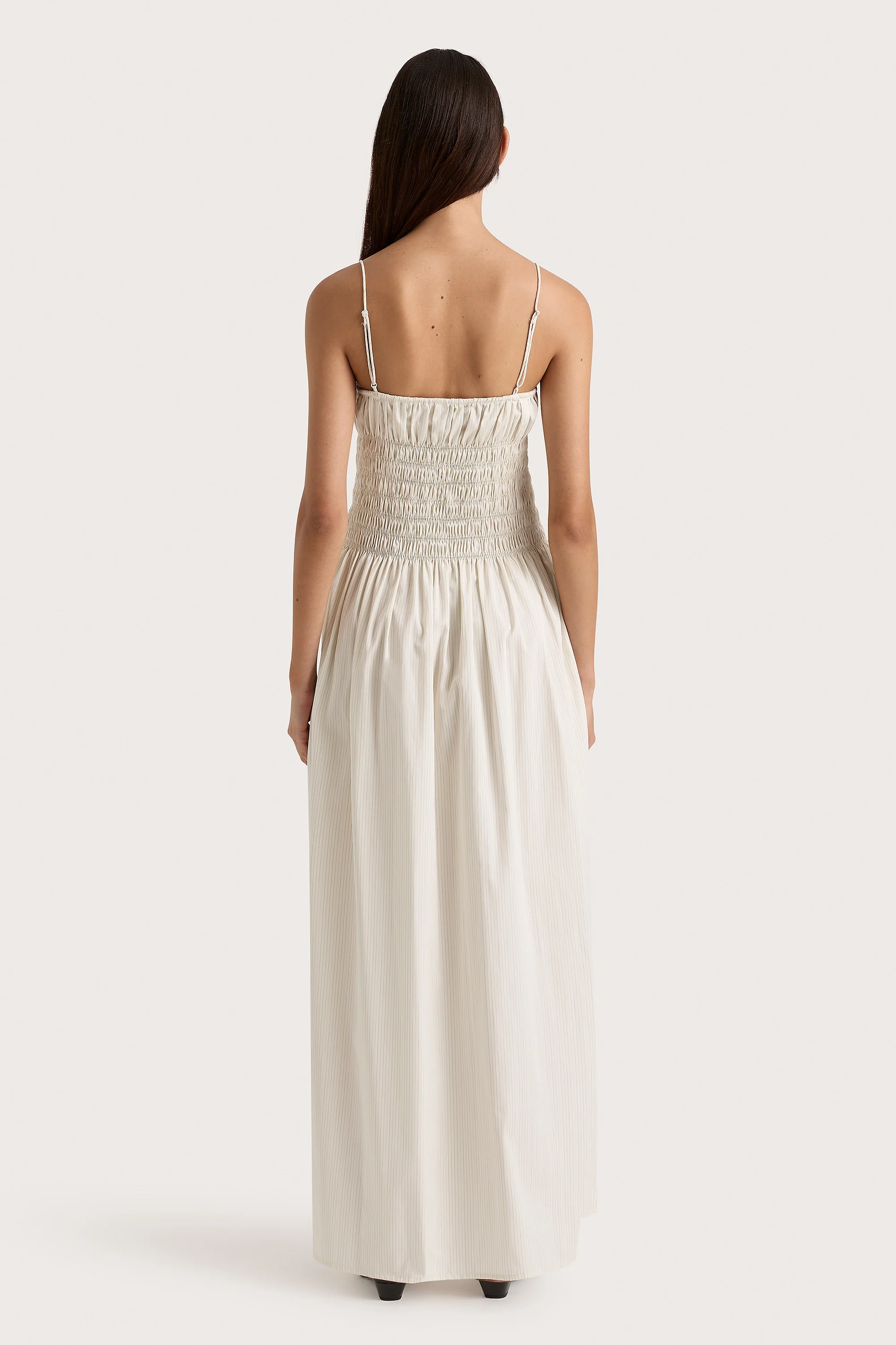 Aya String Maxi Dress Cream Pinstripe - Final Sale - Image 10
