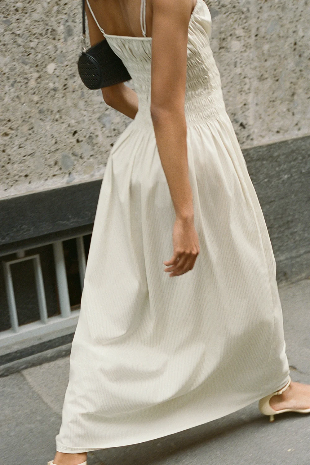 Aya String Maxi Dress Cream Pinstripe - Final Sale - Image 2