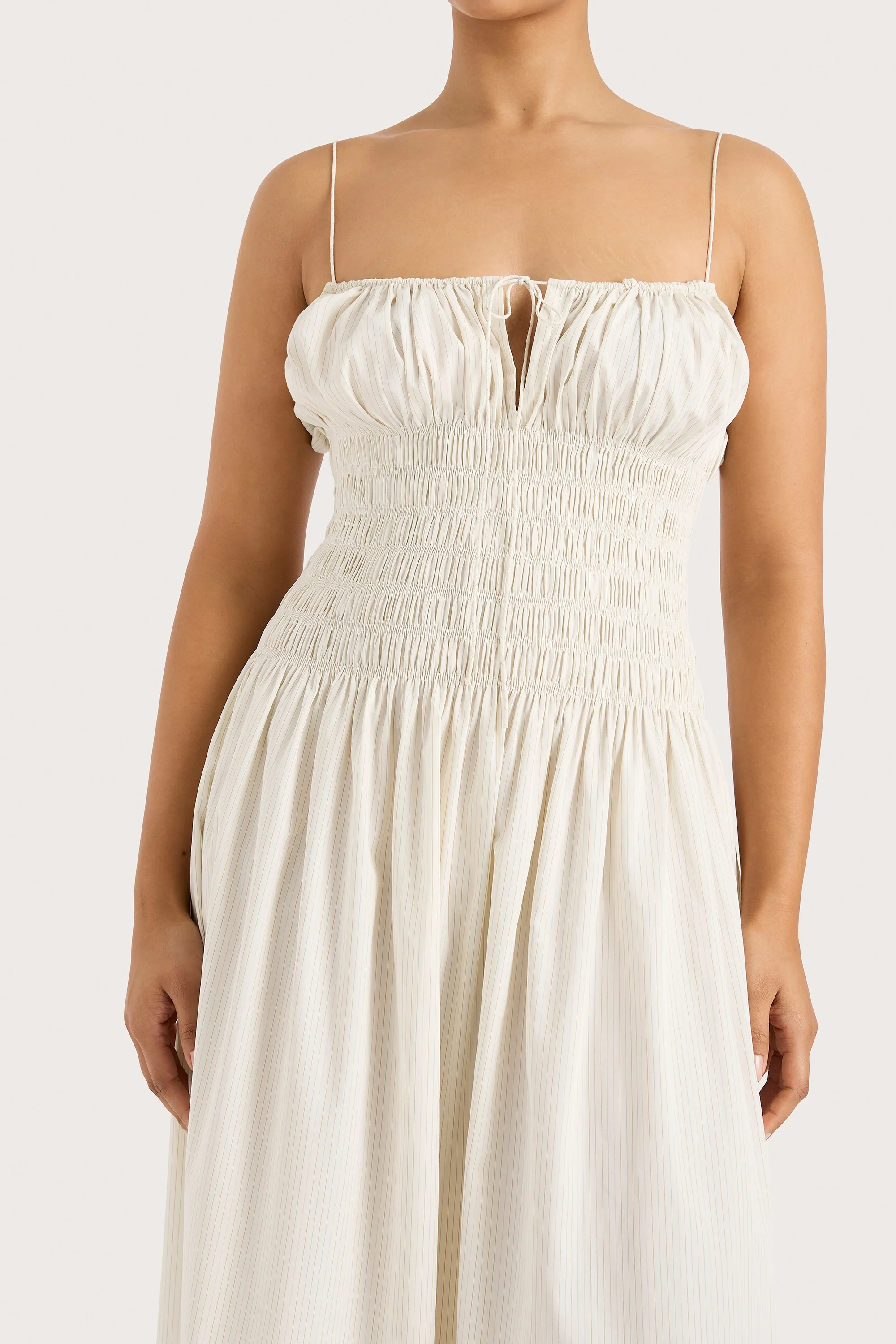 Aya String Maxi Dress Cream Pinstripe - Final Sale - Image 4