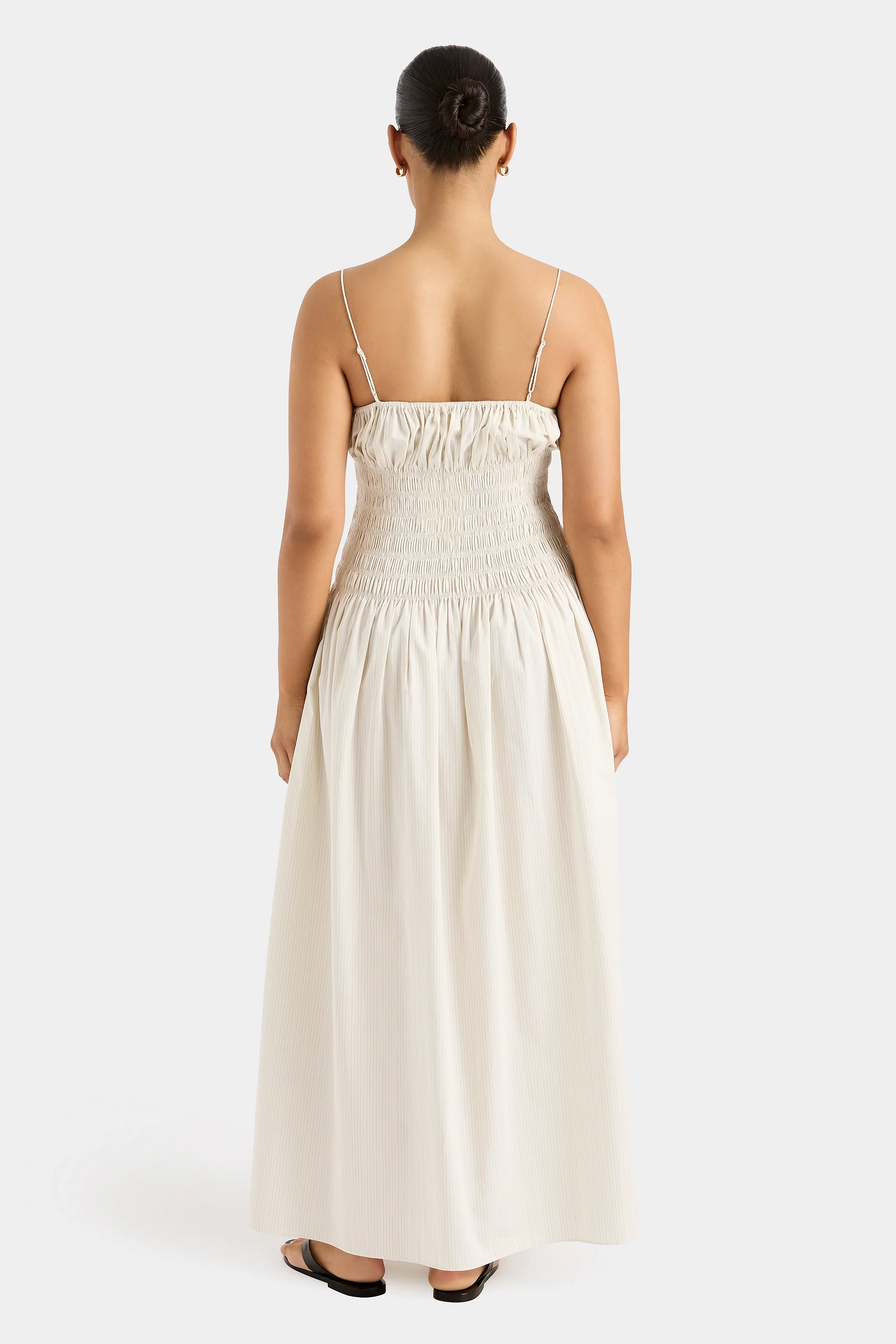 Aya String Maxi Dress Cream Pinstripe - Final Sale - Image 6