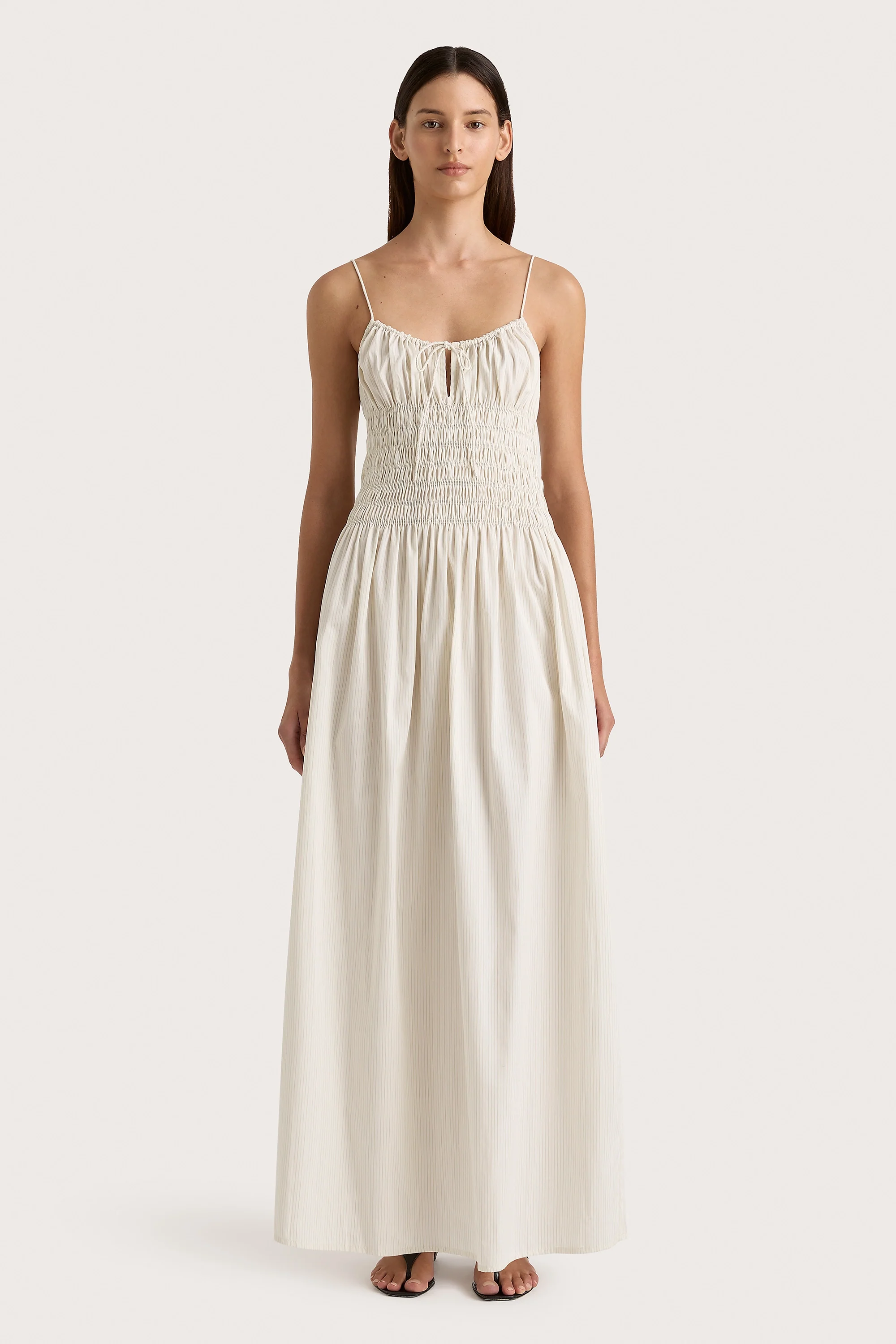 Aya String Maxi Dress Cream Pinstripe - Final Sale - Image 7