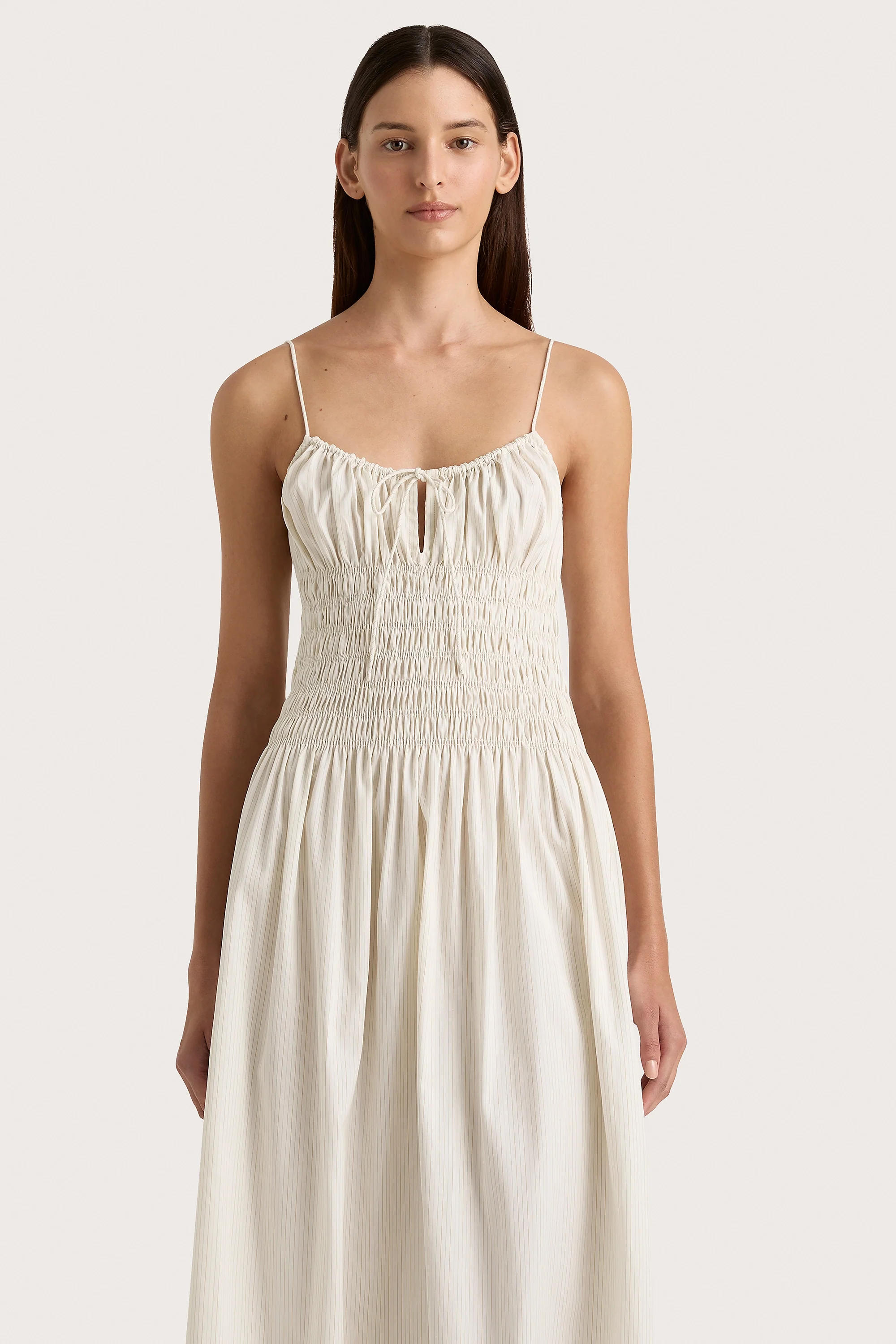 Aya String Maxi Dress Cream Pinstripe - Final Sale - Image 8