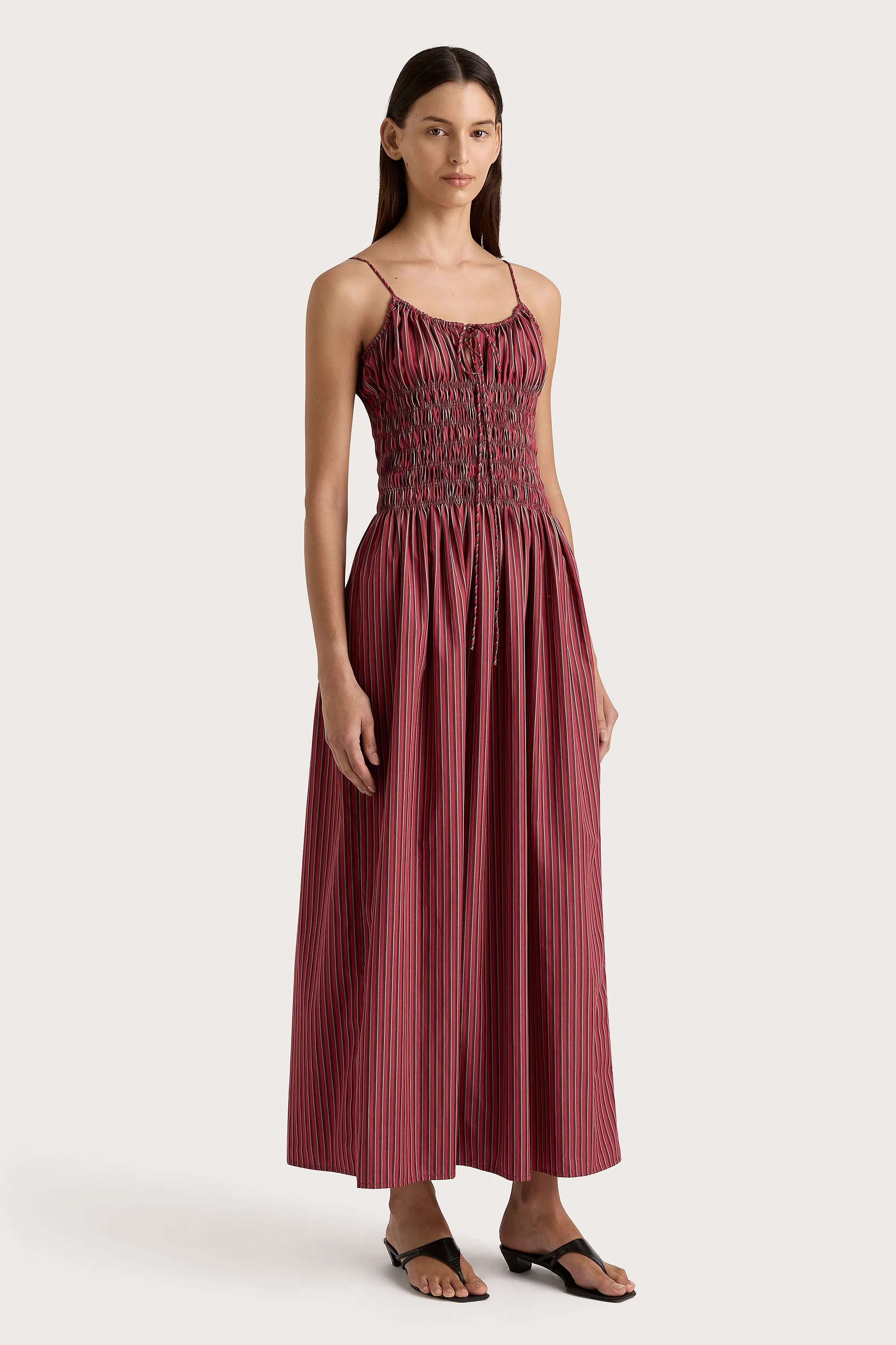 Aya String Maxi Dress Wine Stripe - Final Sale - Image 3