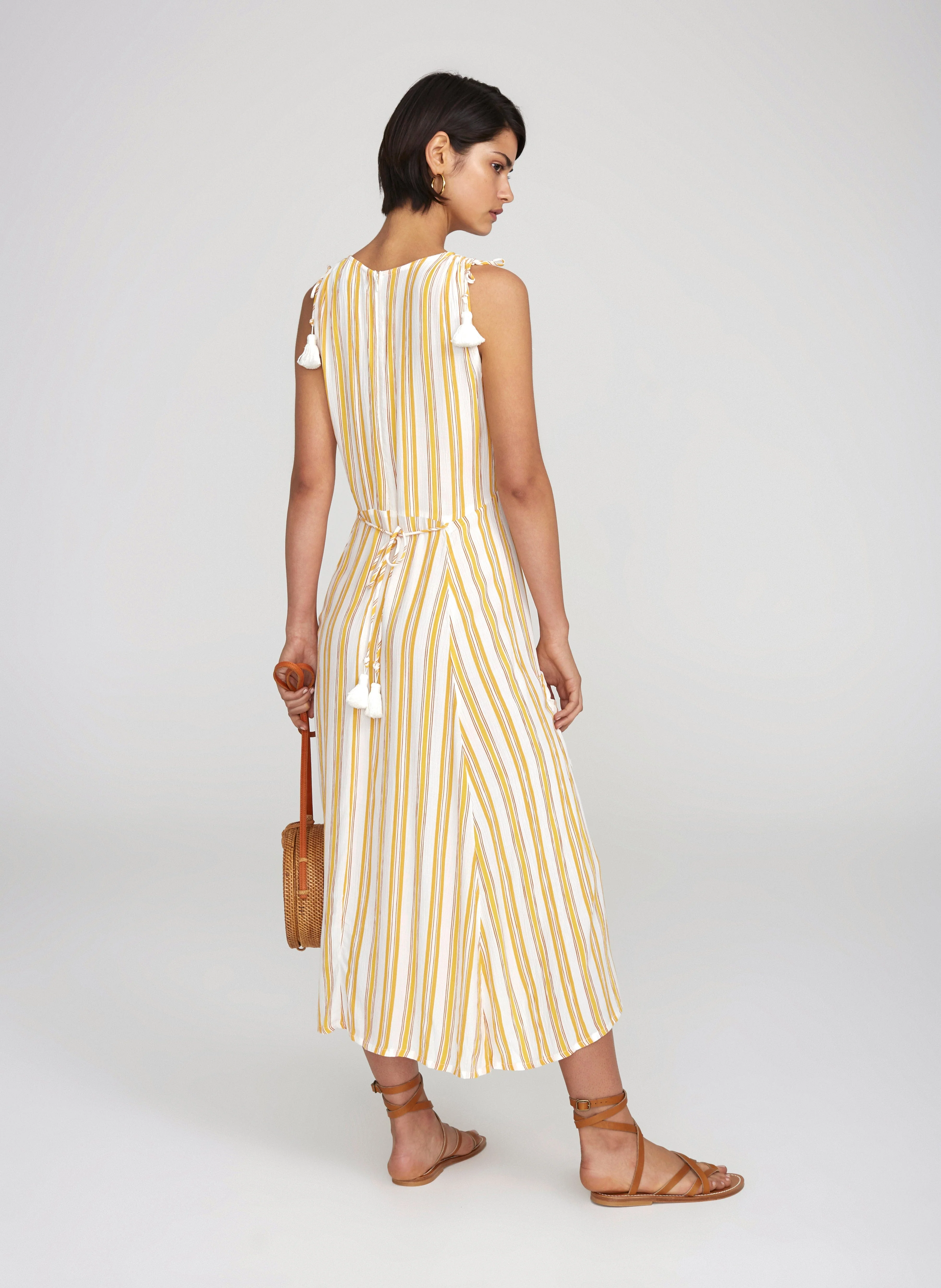 Azure Stripe Print Sun Claudia Midi Dress - Final Sale - Image 3