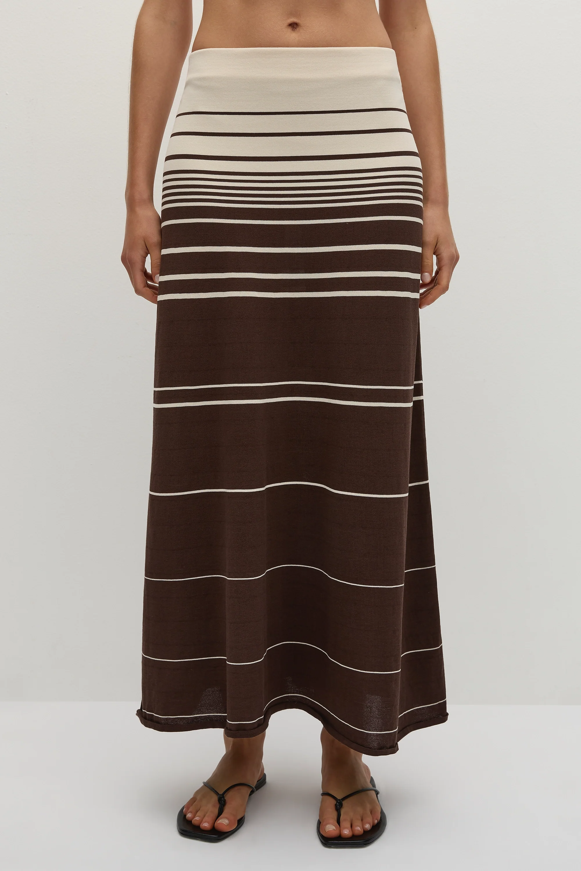 Casia Maxi Skirt Accordion Stripe Brown Beige - Final Sale - Image 3