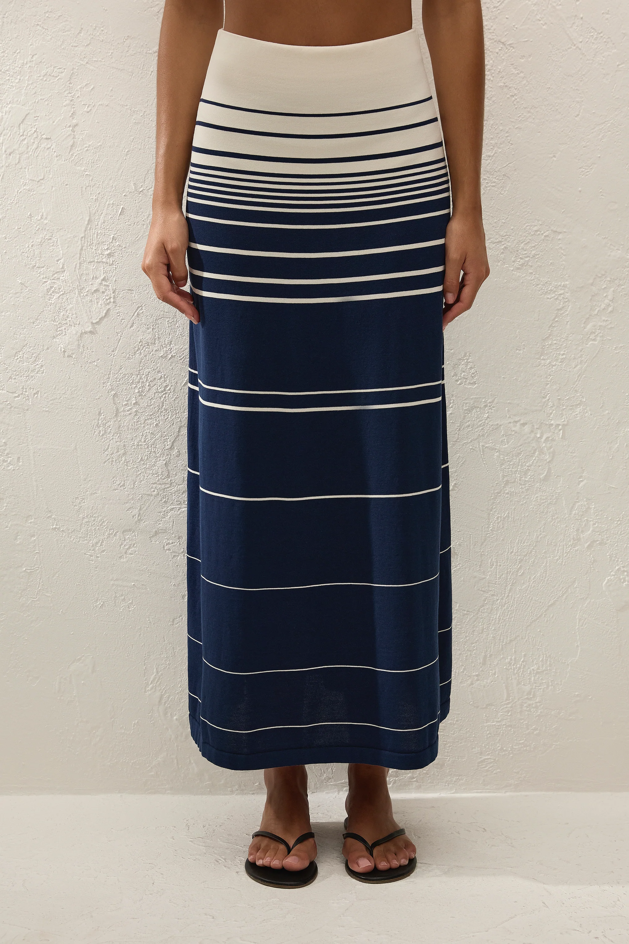 Casia Maxi Skirt Navy Cream Stripe - Image 3