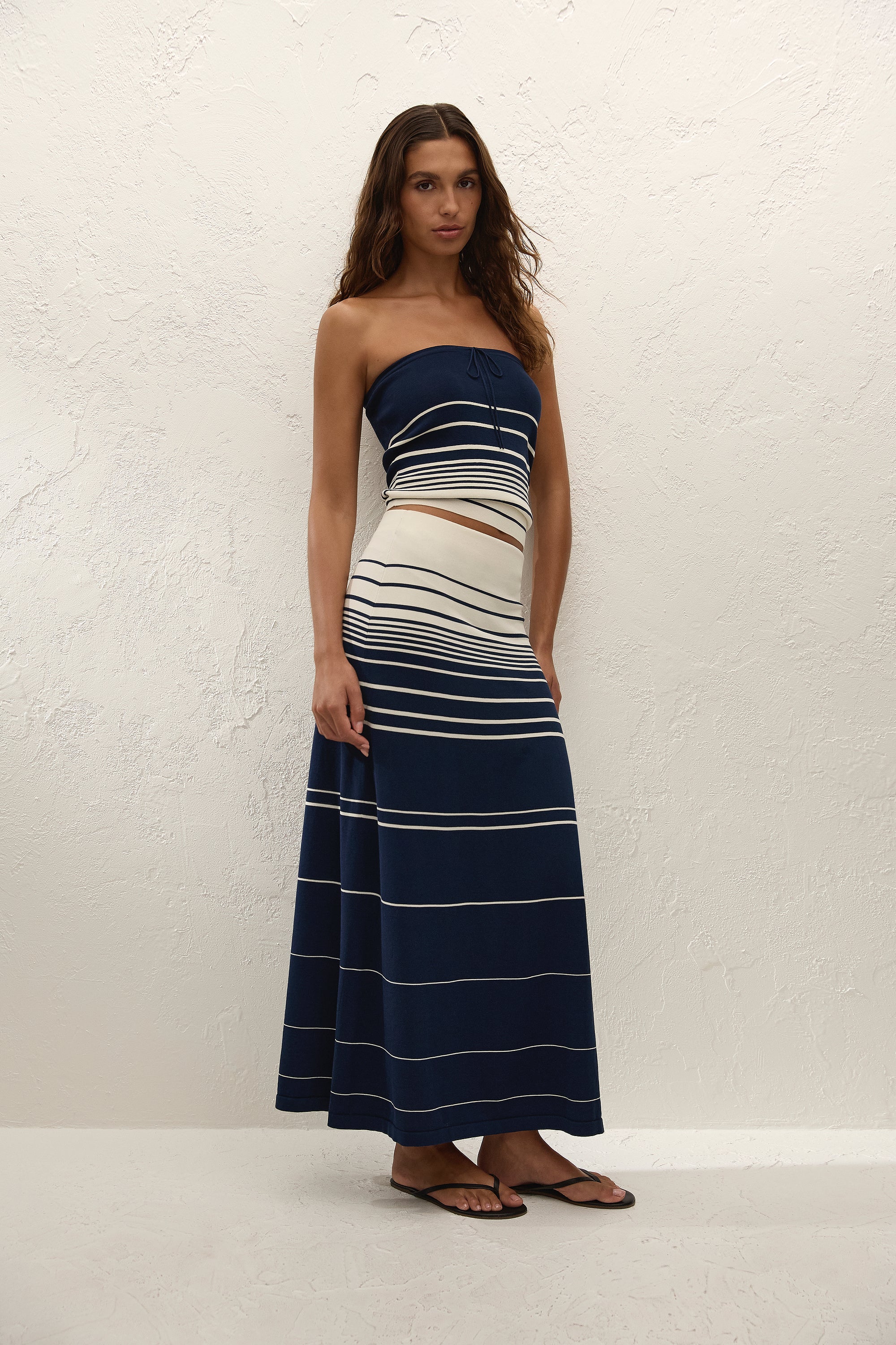 Casia Maxi Skirt Navy Cream Stripe - Image 4