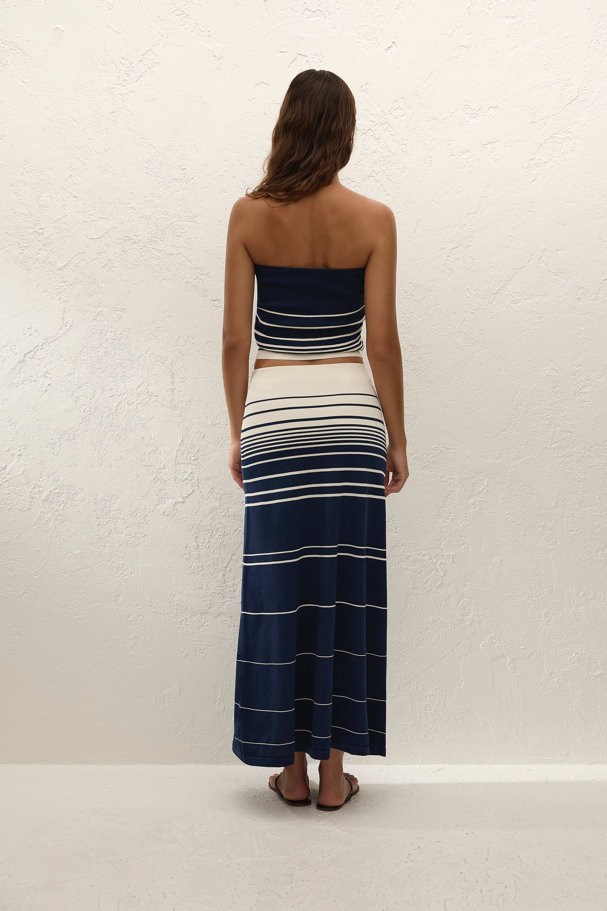 Casia Maxi Skirt Navy Cream Stripe - Image 5