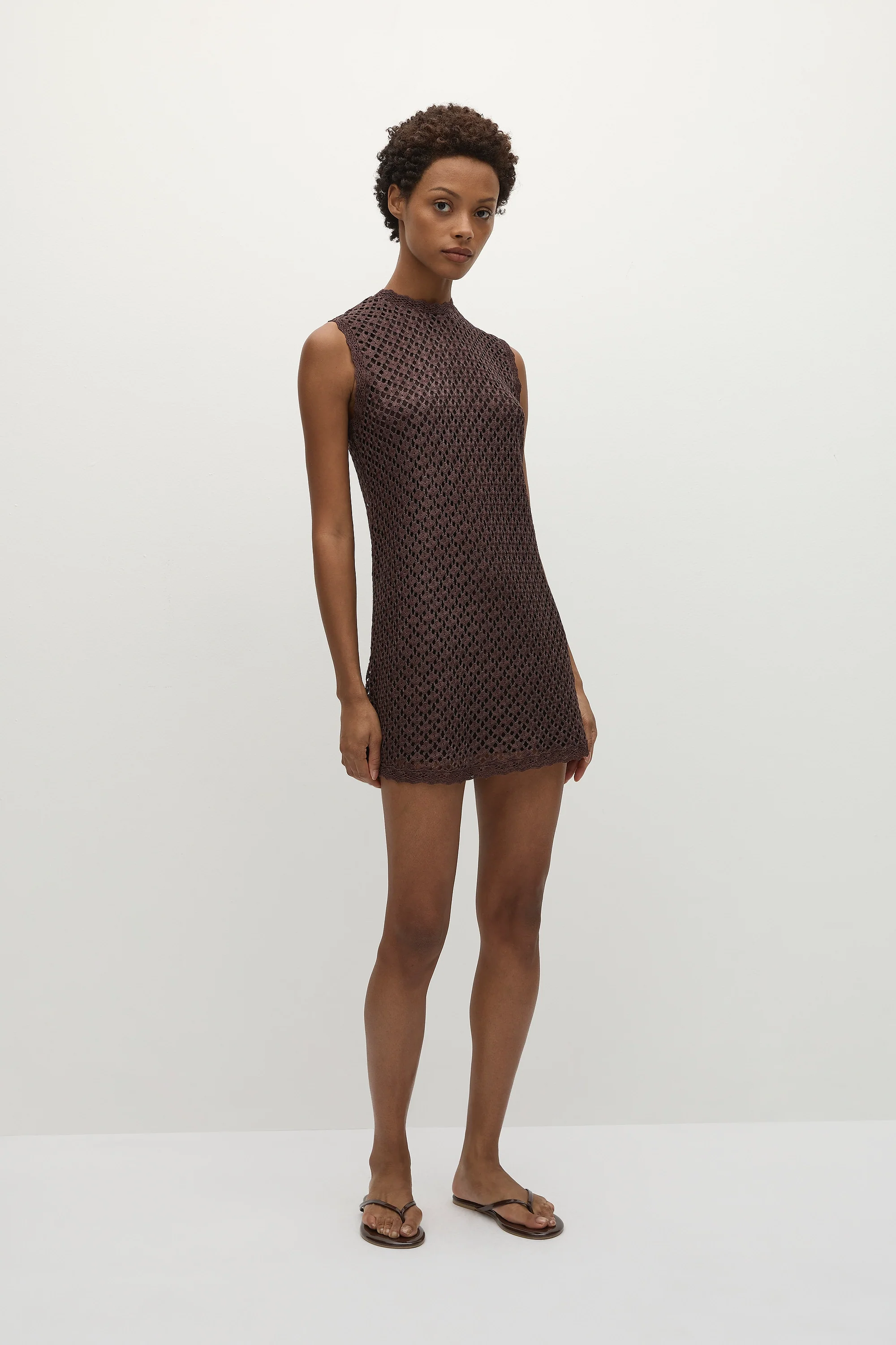 Cyrene Mini Dress Floral Lace Brown - Final Sale - Image 4