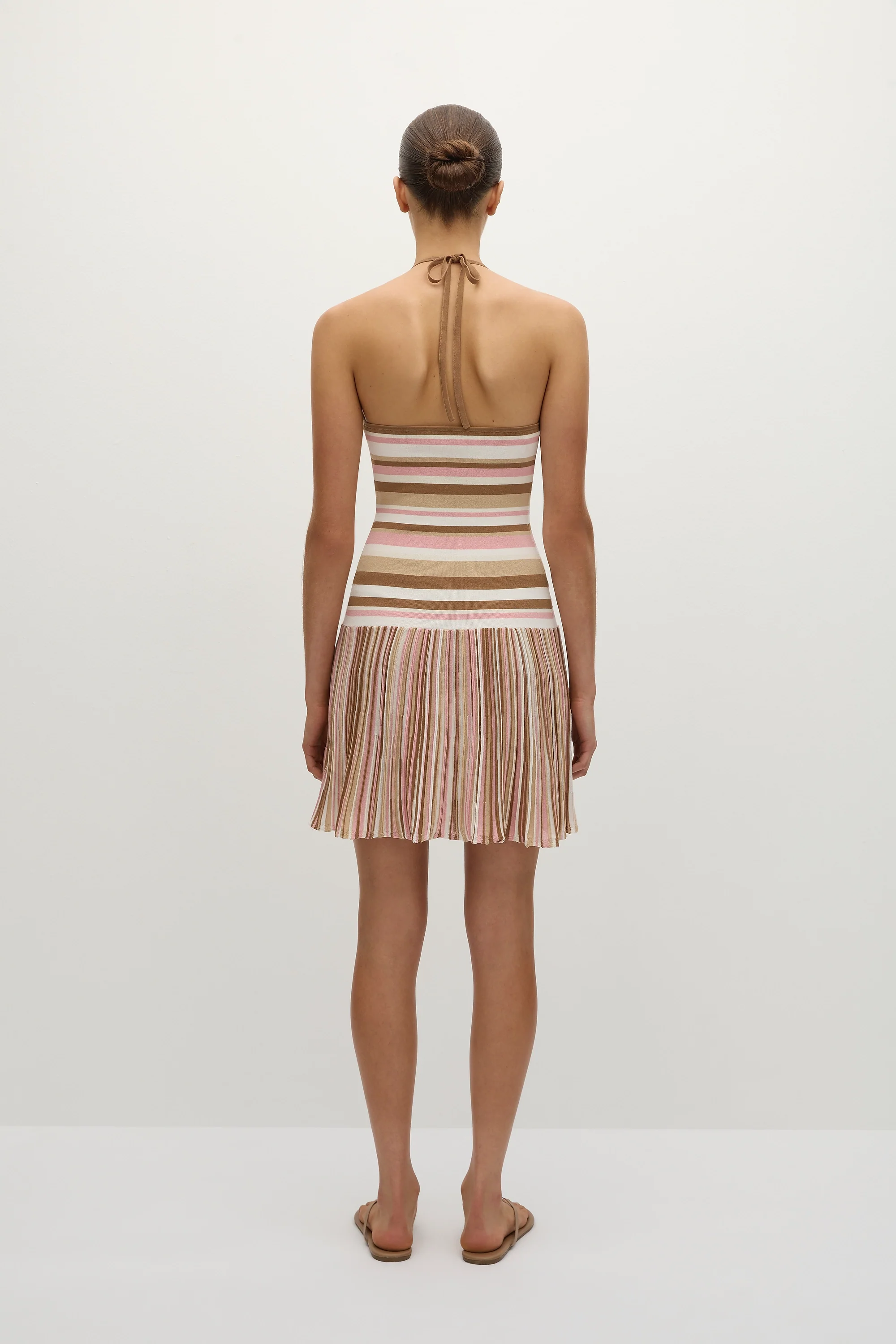 Elea Mini Dress Puce Sepia Stripe - Final Sale - Image 4