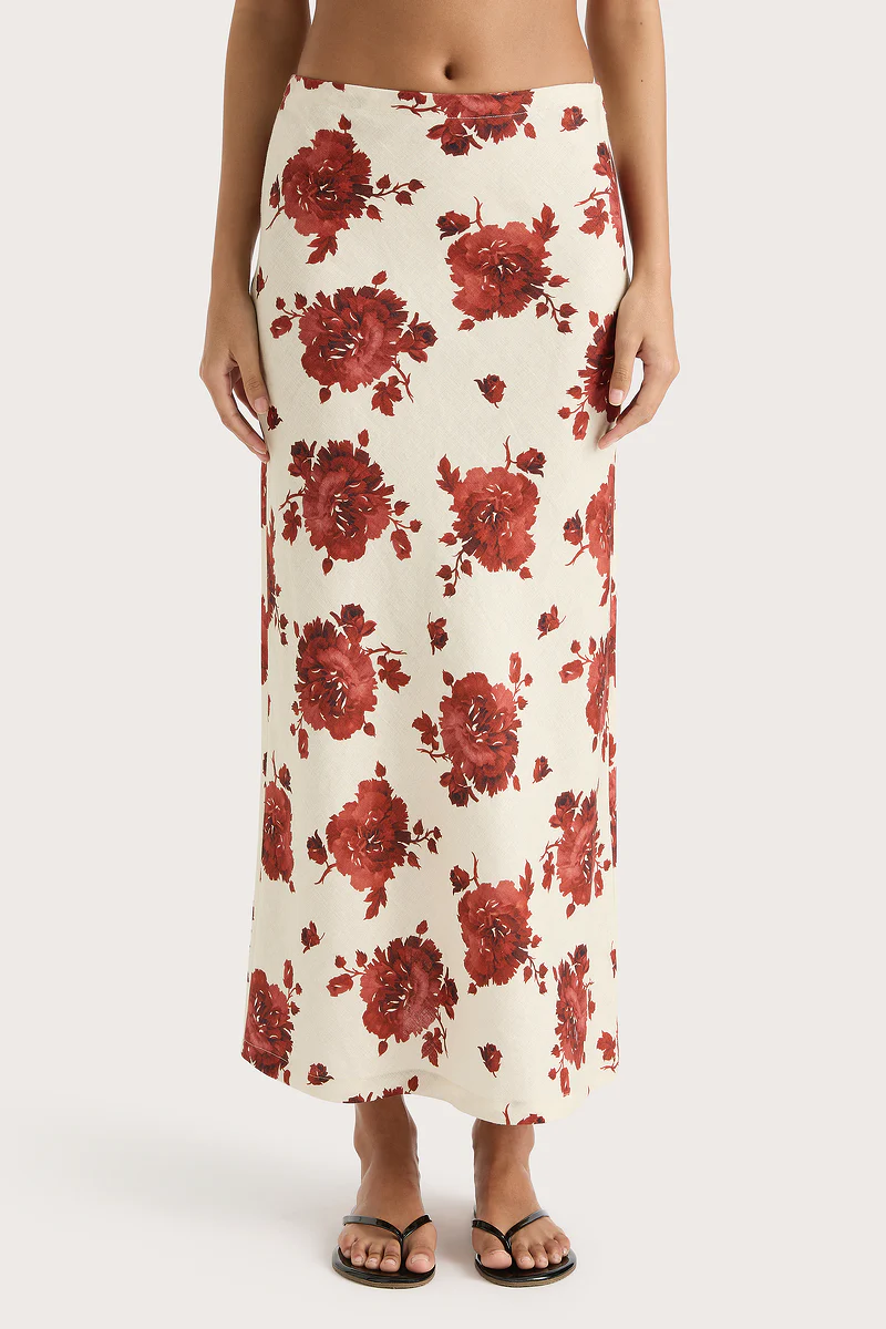 Elise Skirt Cecile Floral Garnet - Final Sale - Image 2