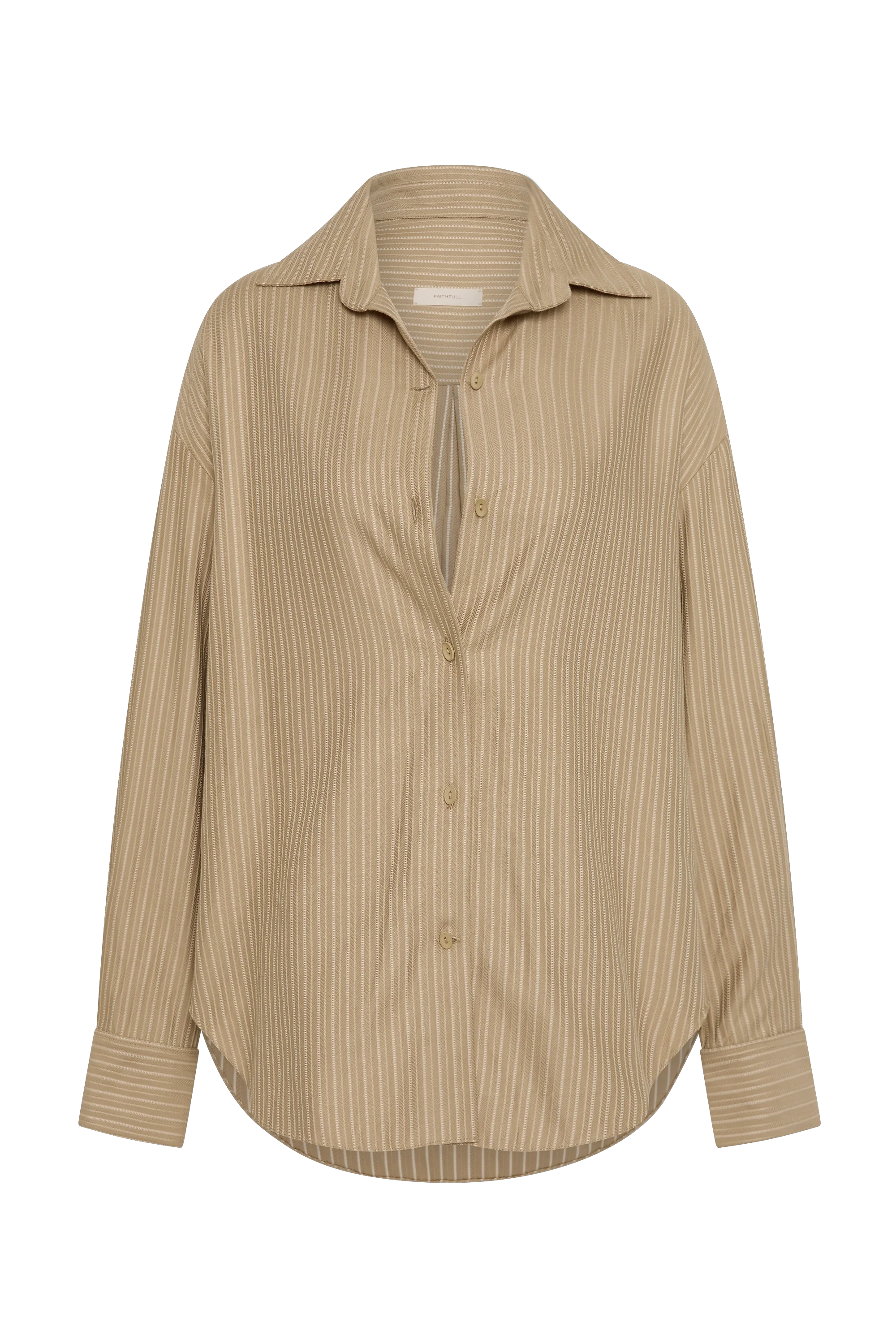 En Vau Oversized Shirt Pinstripe Fawn White - Final Sale - Image 8