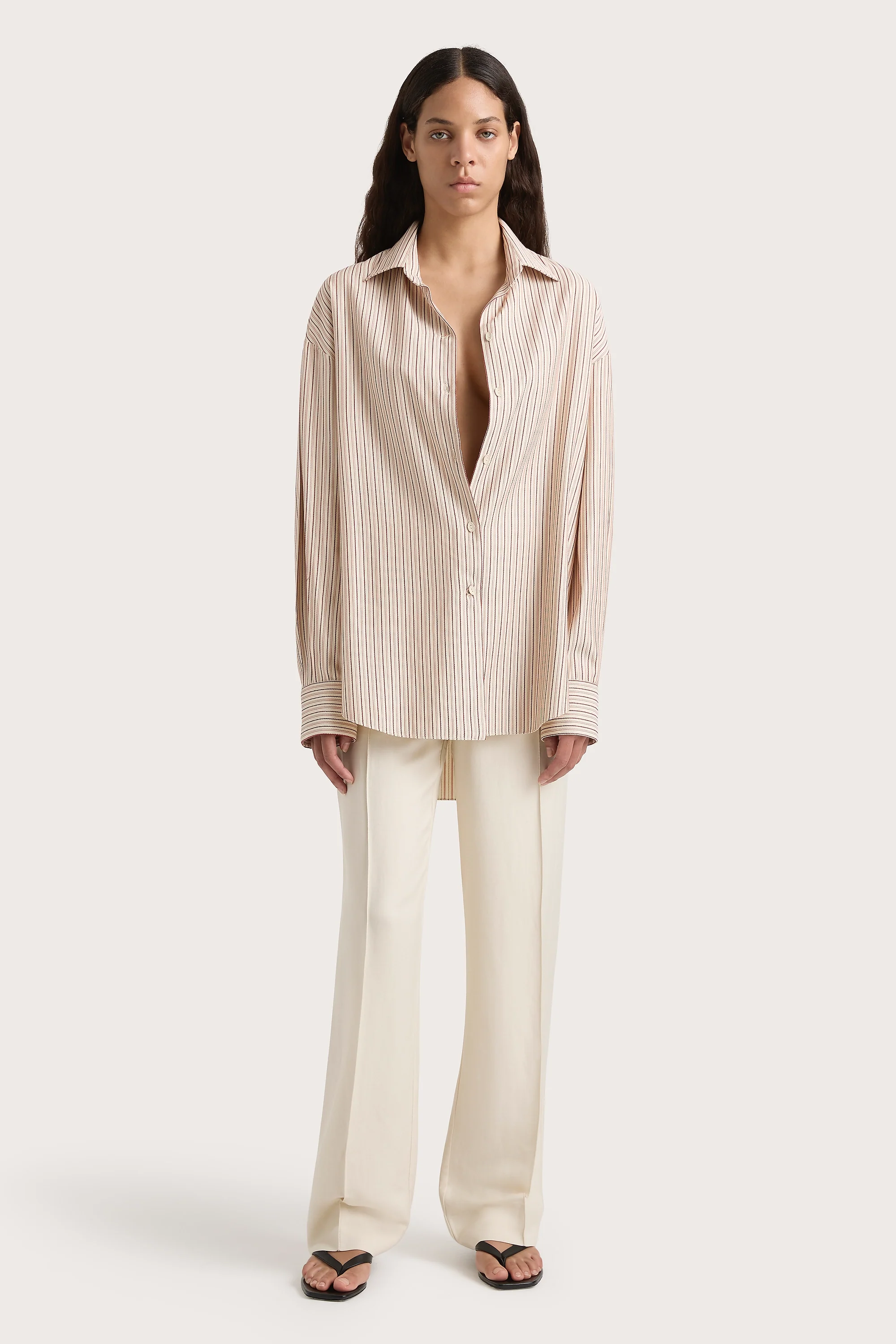 En Vau Shirt Pinstripe Garnet Blush - Final Sale