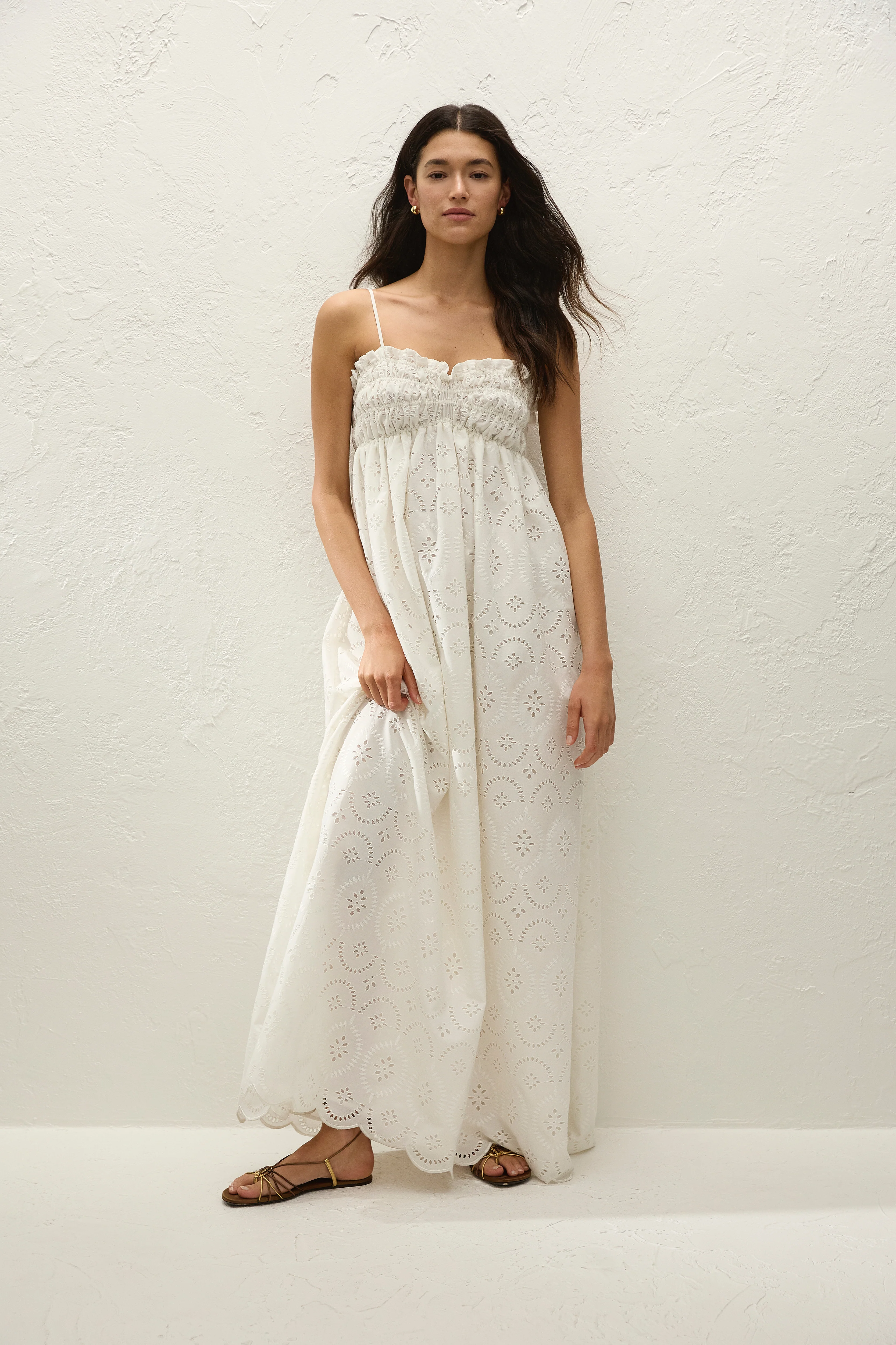 Etta Maxi Dress Bianca Broderie White