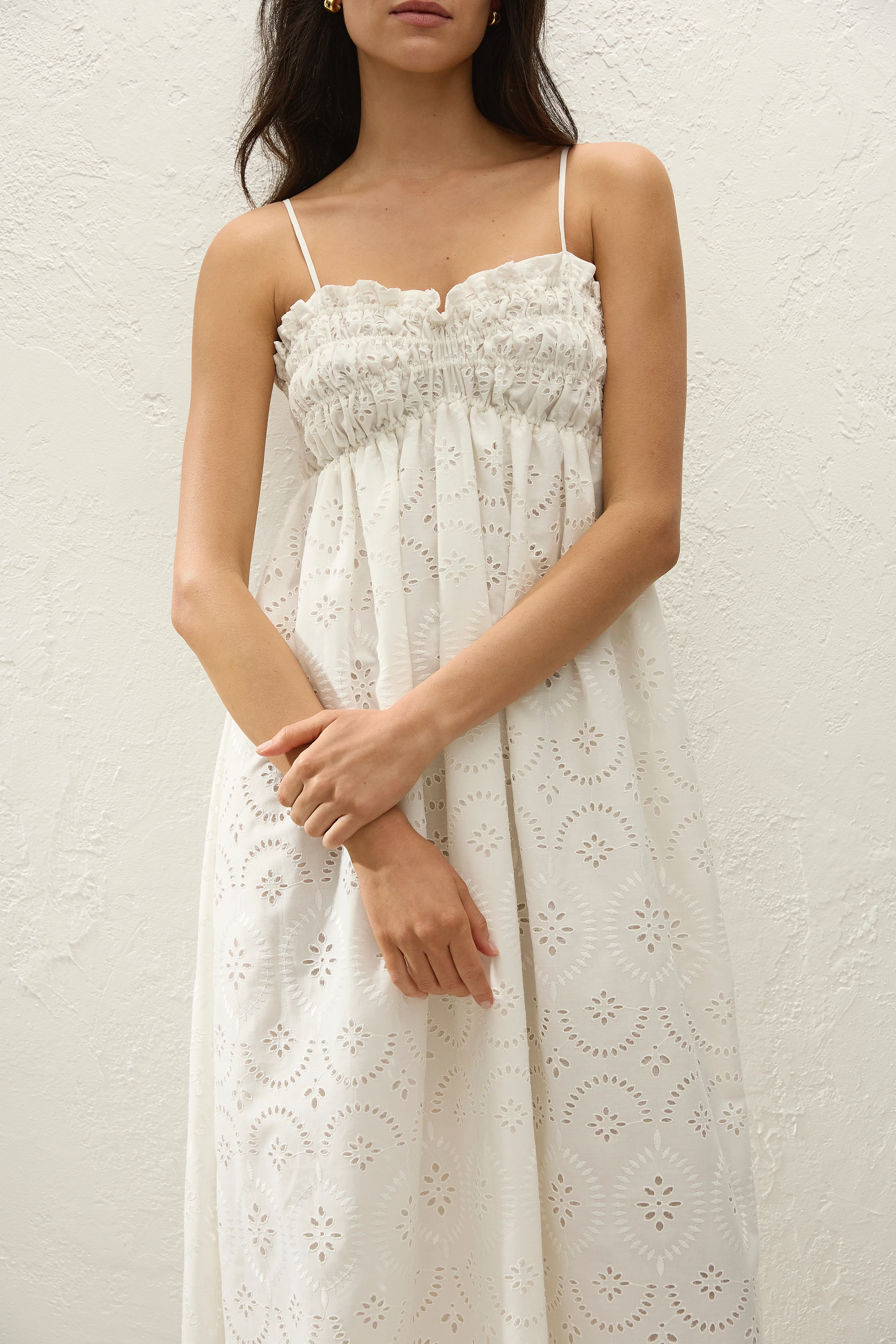 Etta Maxi Dress Bianca Broderie White - Image 2