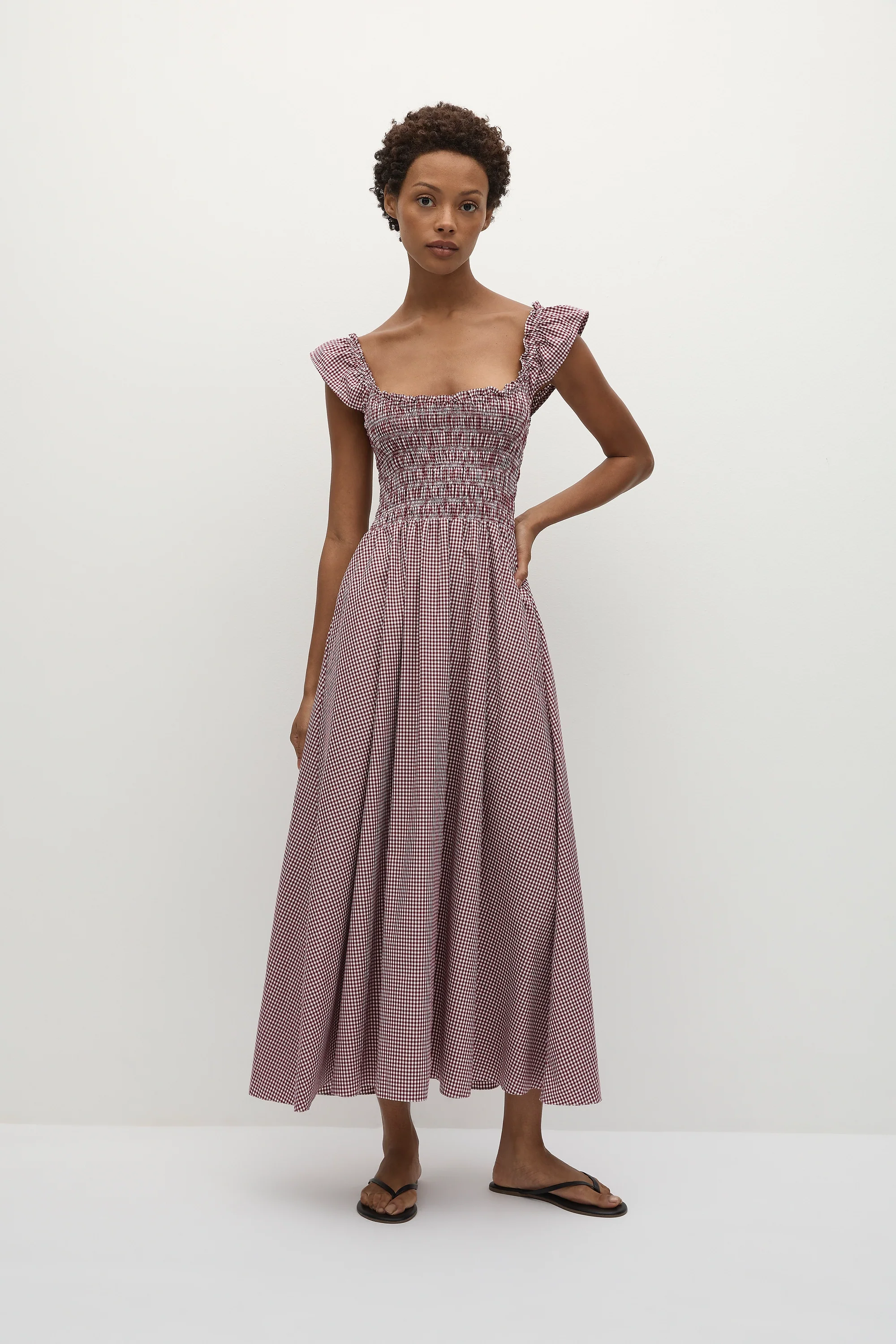 Eudora Midi Dress Gingham Deep Red - Final Sale