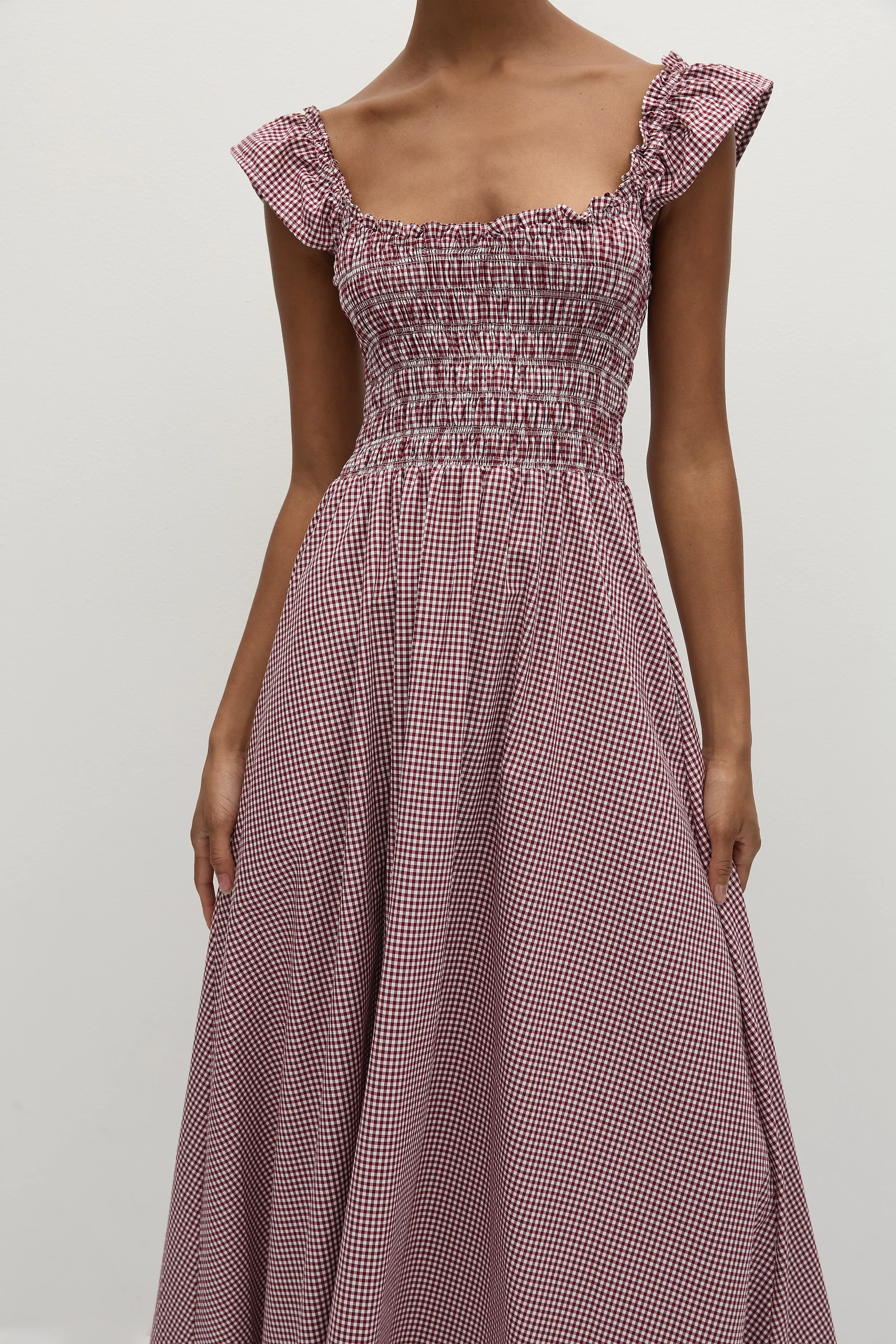 Eudora Midi Dress Gingham Deep Red - Final Sale - Image 2