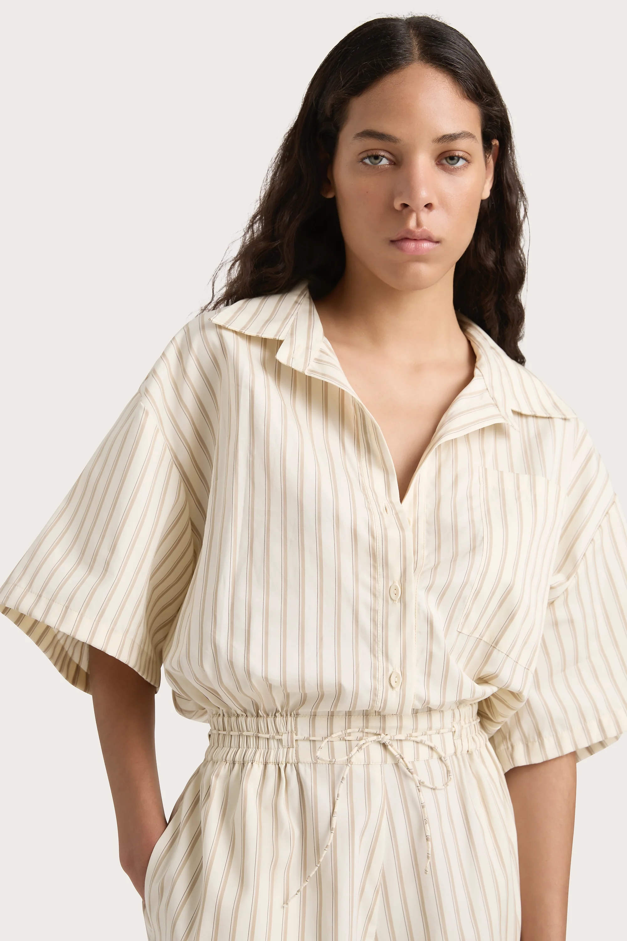 Faia Playsuit Shadow Stripe Butter - Final Sale - Image 2