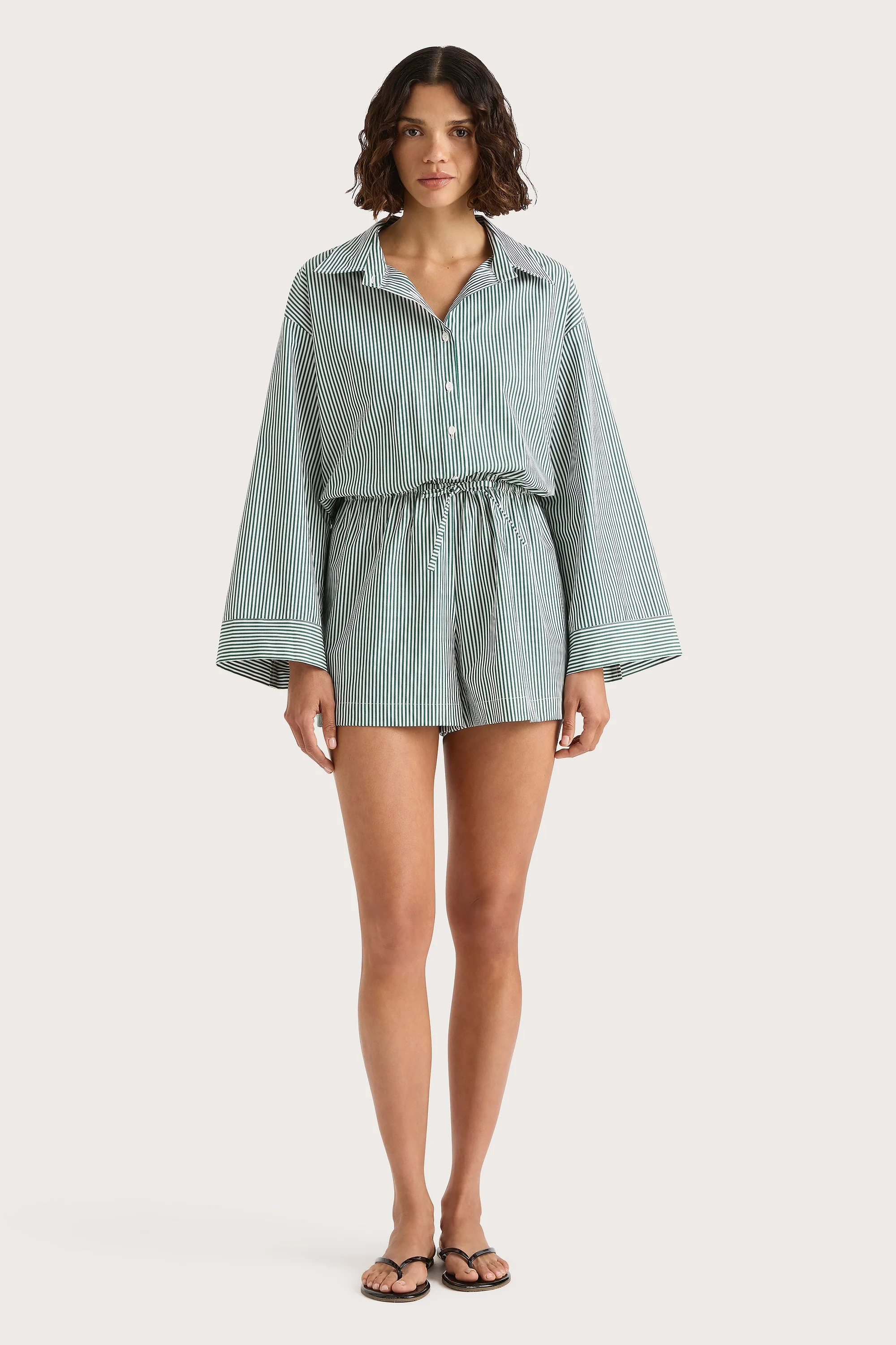 Freja Playsuit Green Stripe - Final Sale