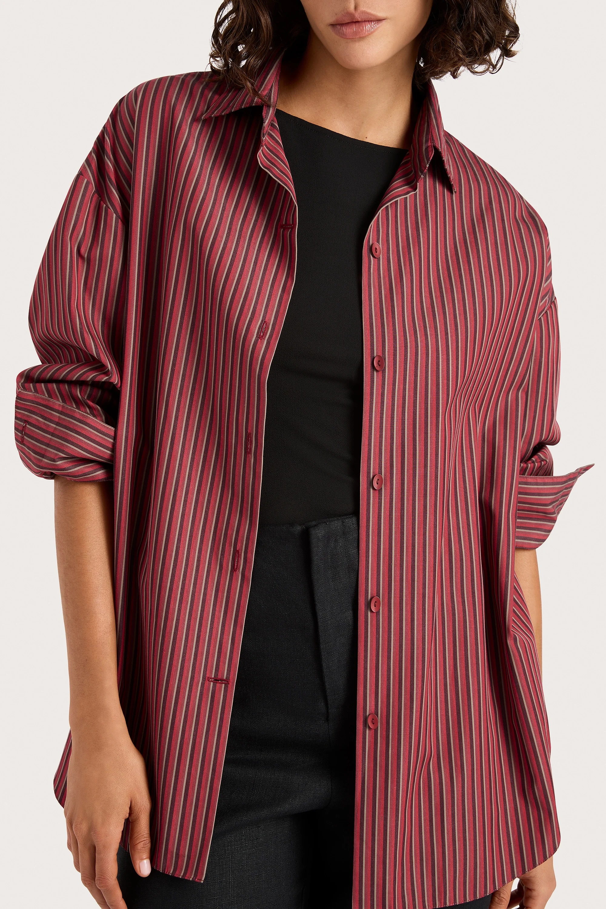 Freja Shirt Wine Stripe - Final Sale - Image 2