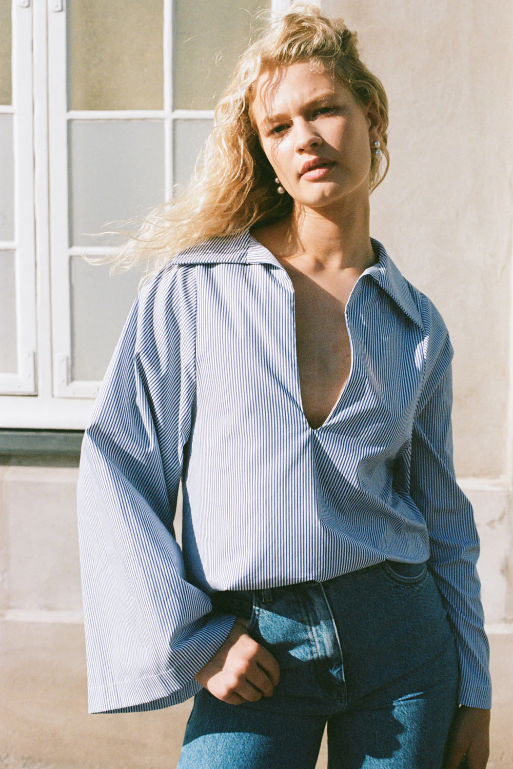 Gaia Top Helle Stripe Vintage Navy - Image 2