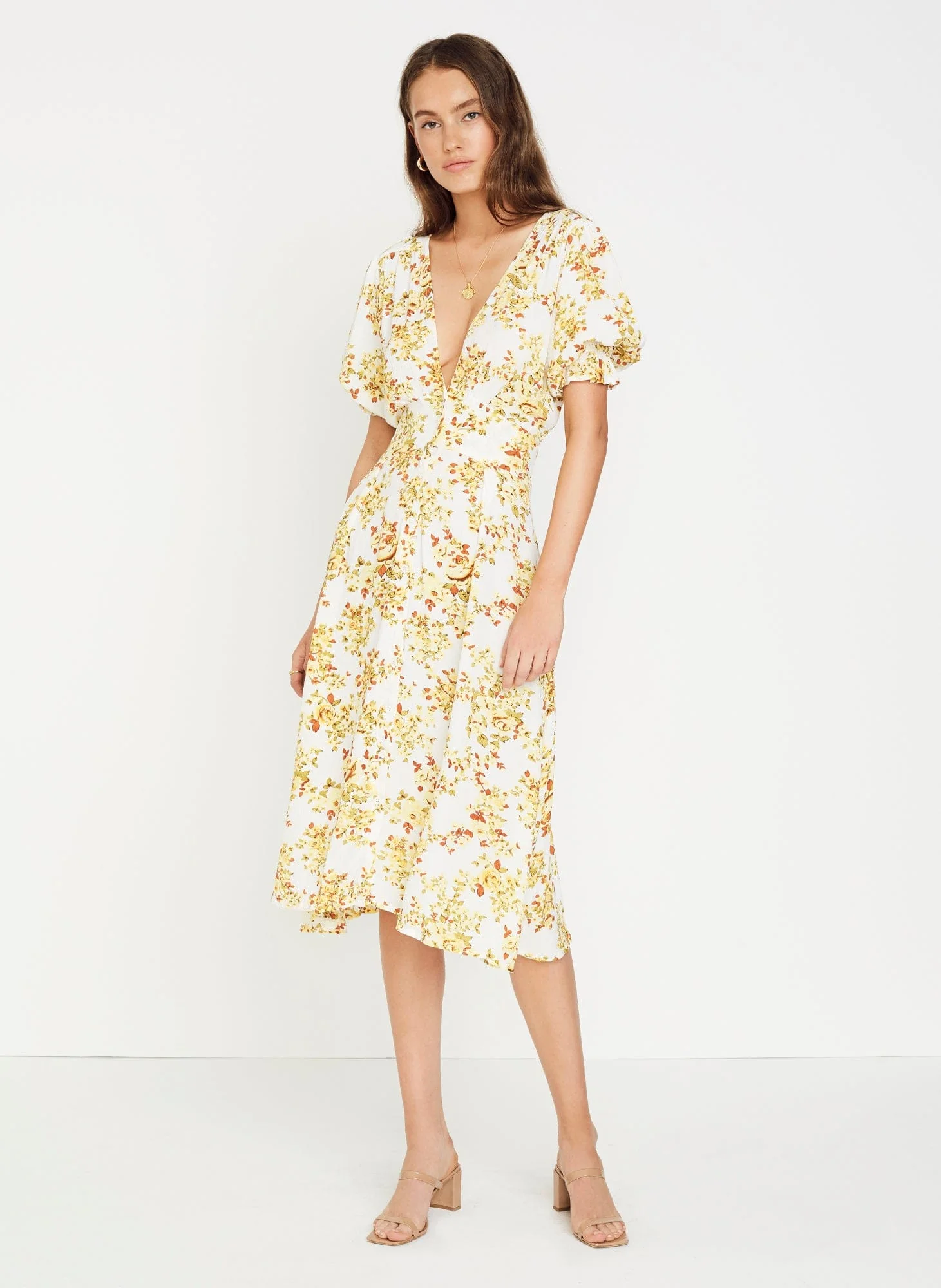 Goldie Floral Off White Rafa Midi Dress  - Final Sale - Image 3