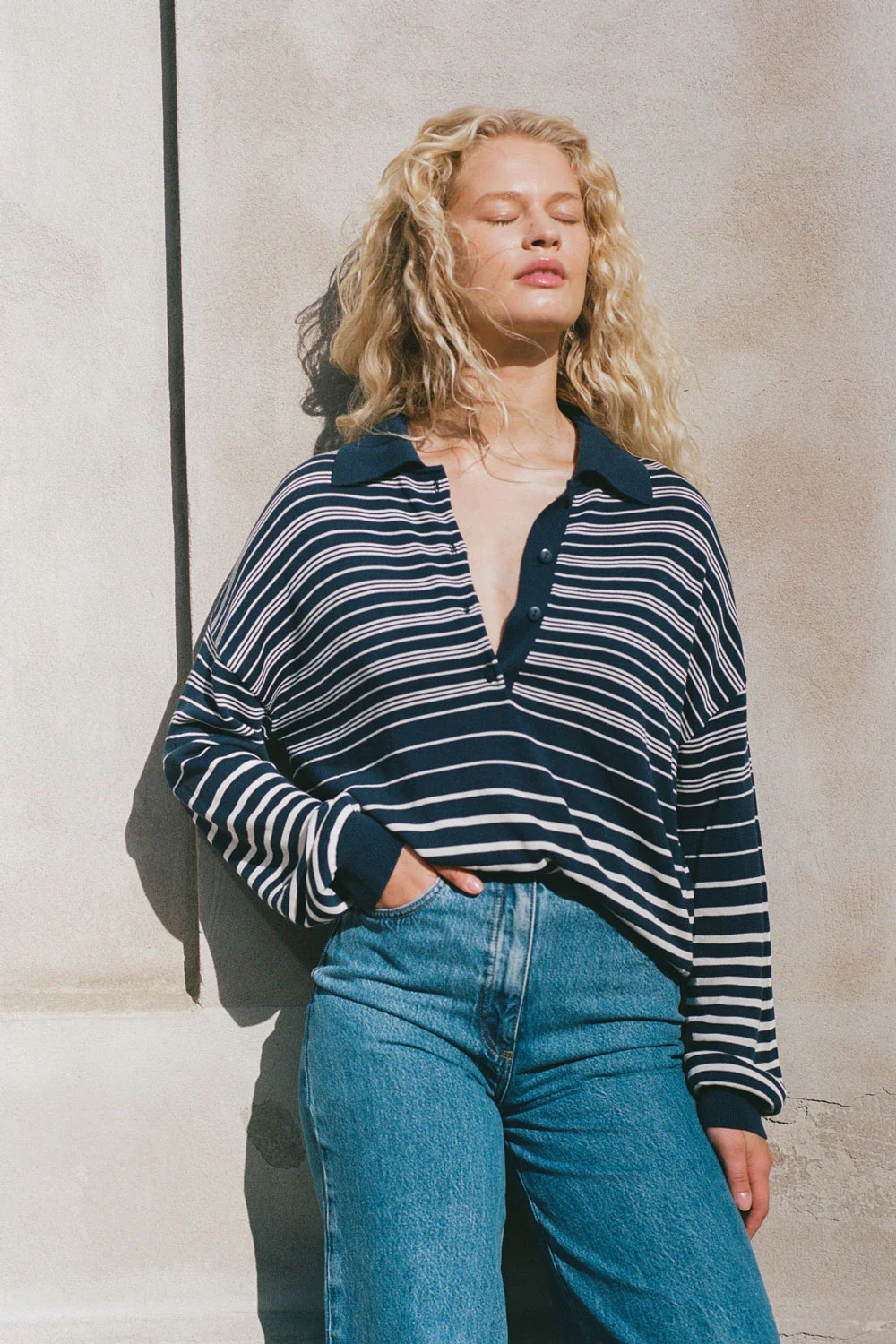 Harlow Polo Scandi Stripe Navy Cream - Final Sale - Image 2
