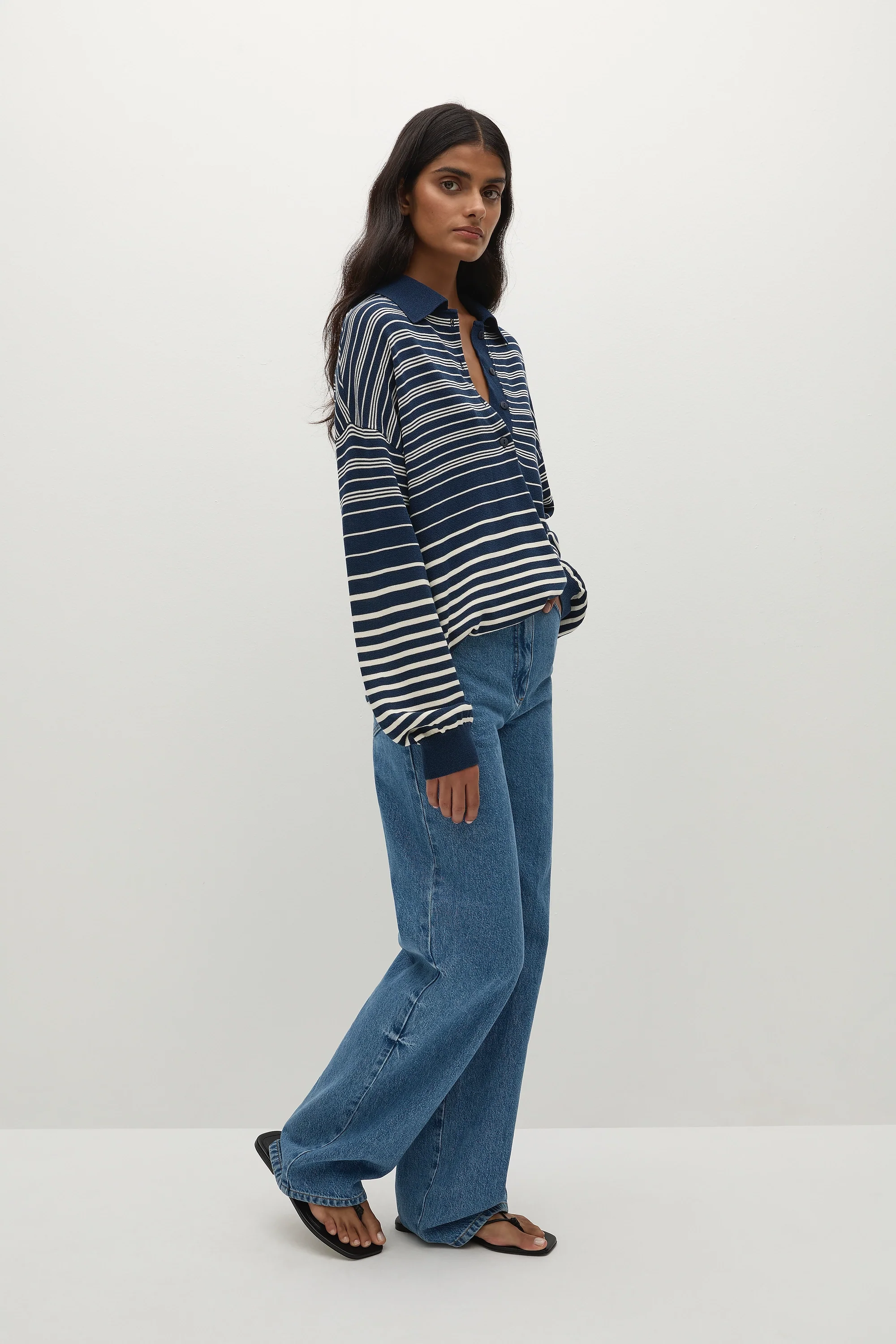 Harlow Polo Scandi Stripe Navy Cream - Final Sale - Image 4