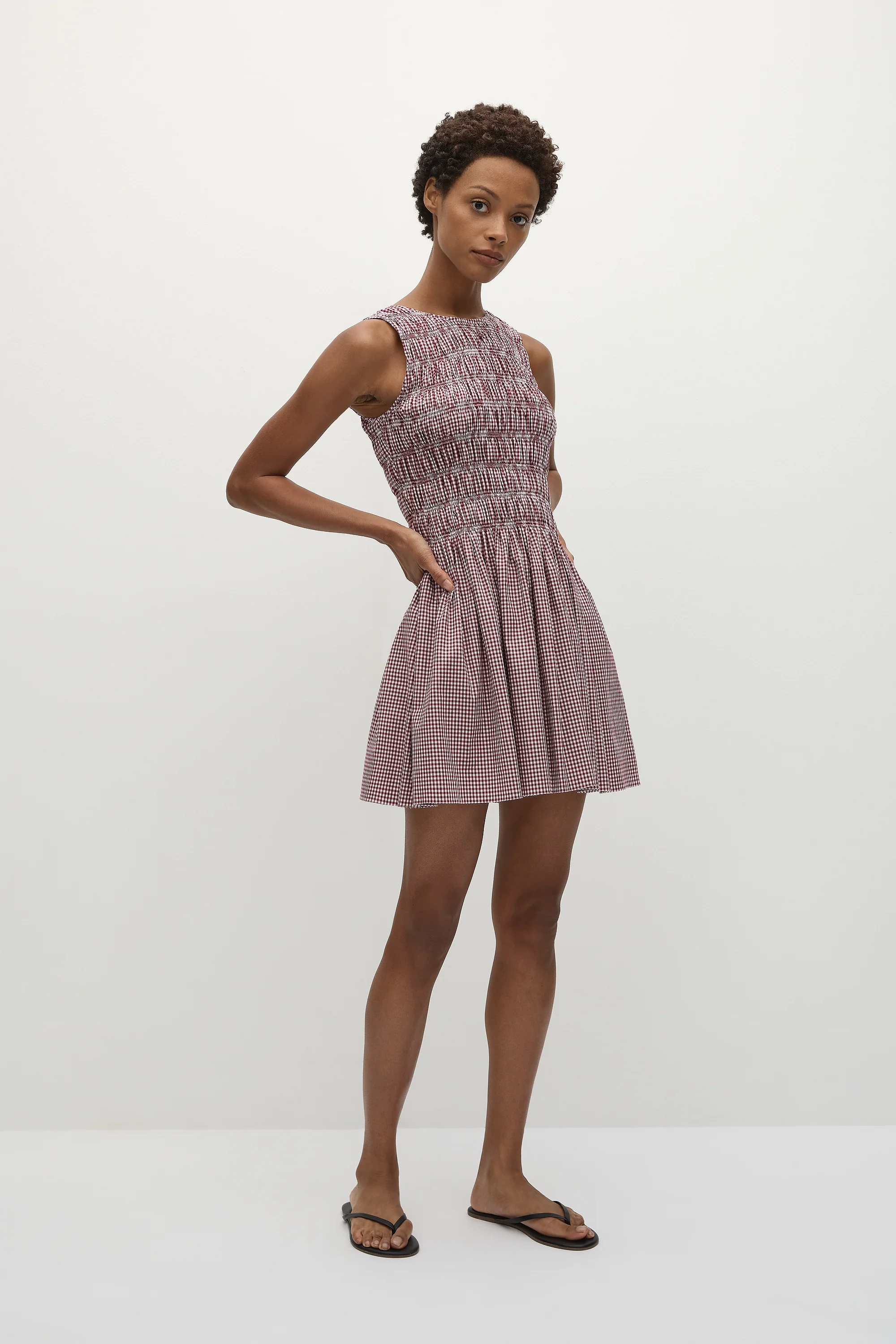 Heidi Mini Dress Gingham Deep Red - Final Sale - Image 3
