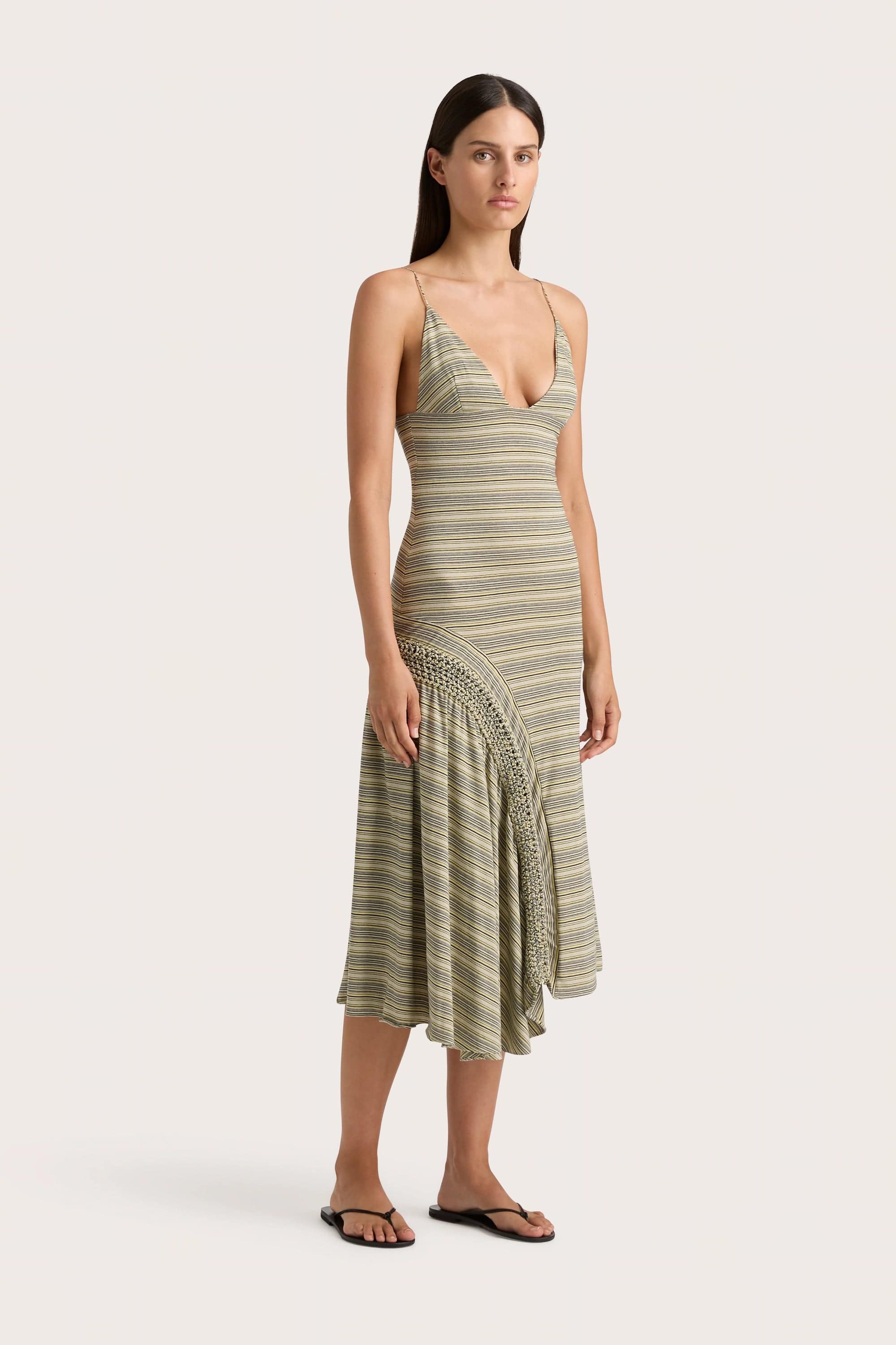 Hyeres Midi Dress Lemon Navy Stripe - Final Sale - Image 3