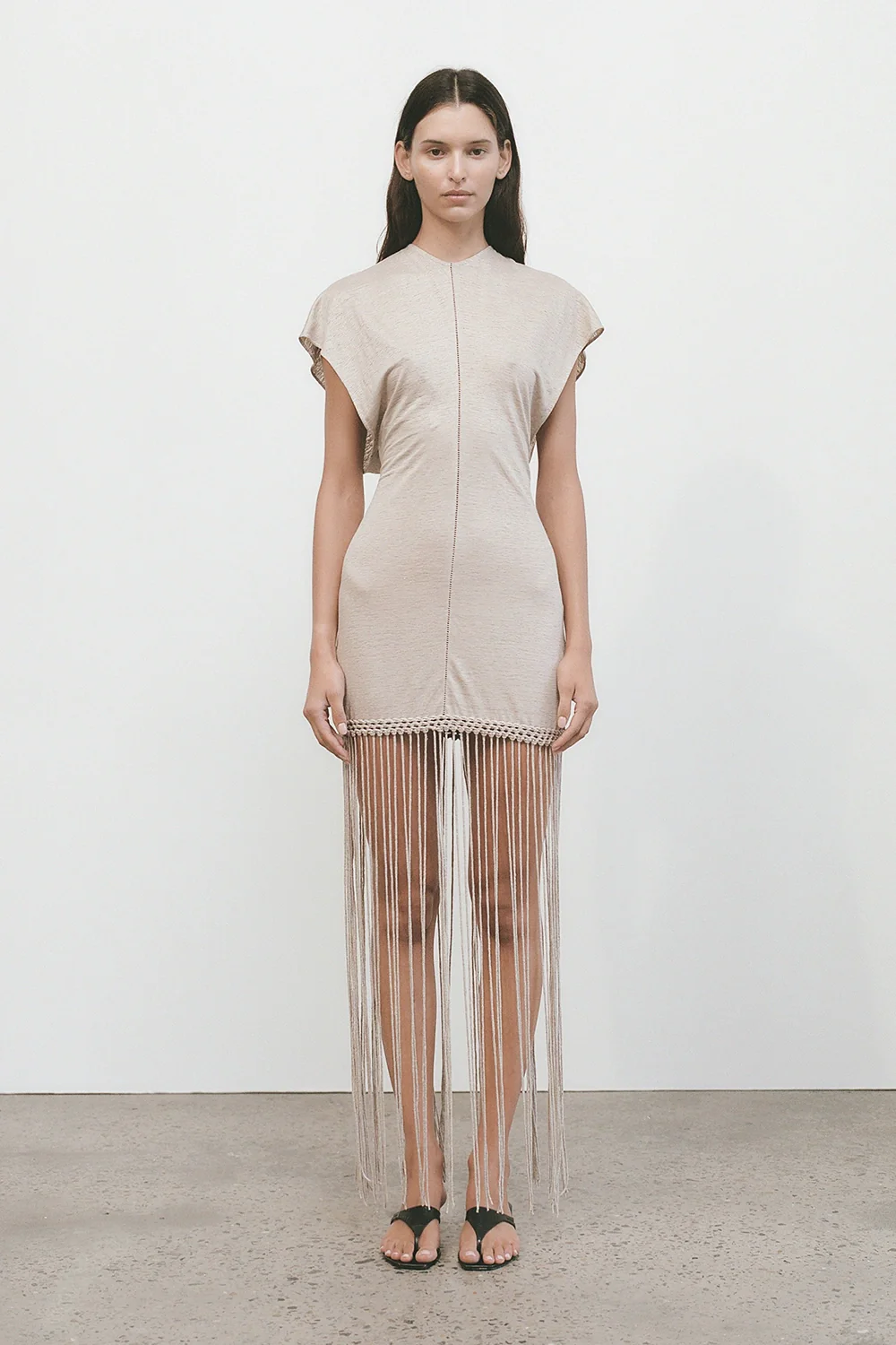 Ines Fringe Dress Oatmeal - Final Sale - Image 2