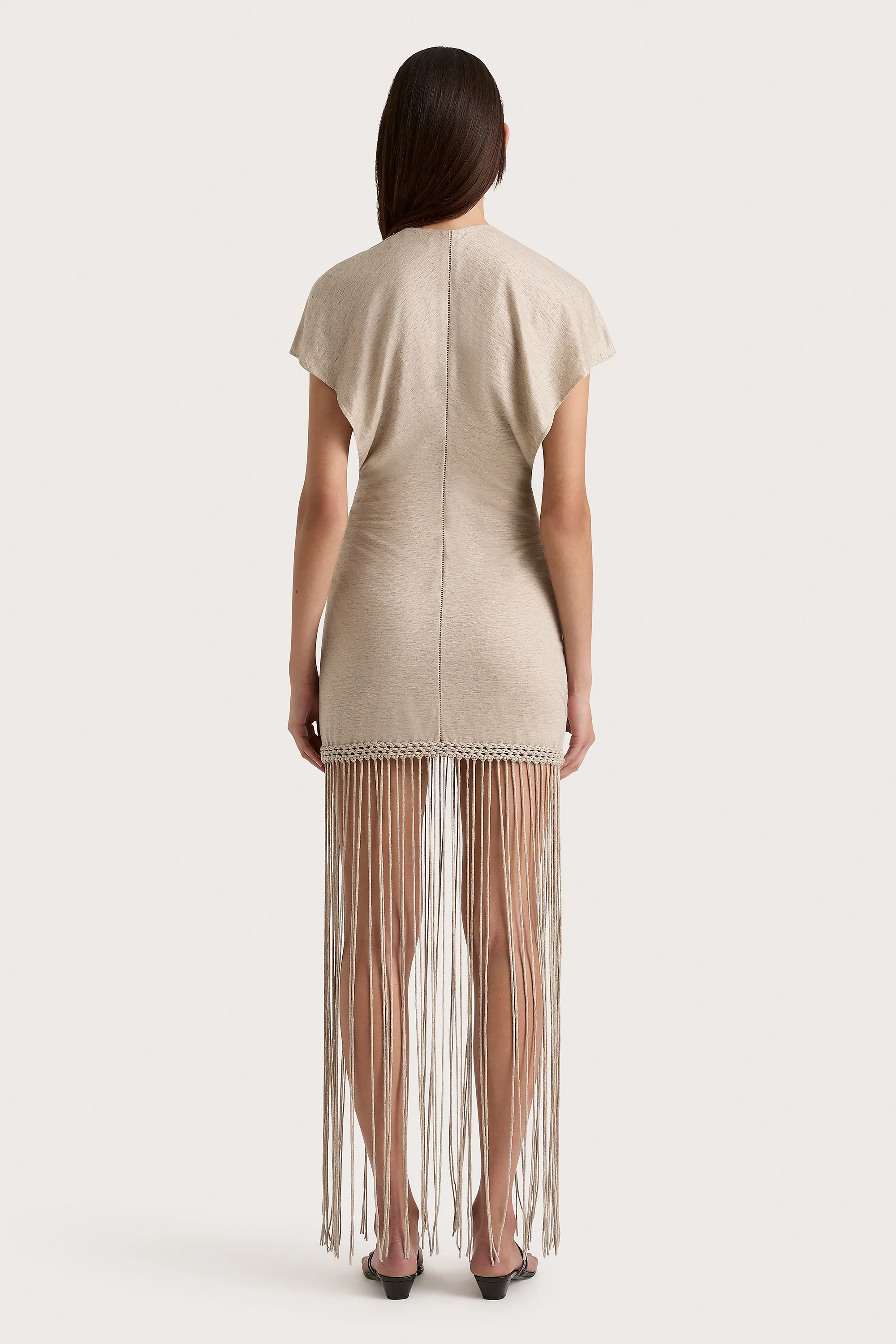 Ines Fringe Dress Oatmeal - Final Sale - Image 5
