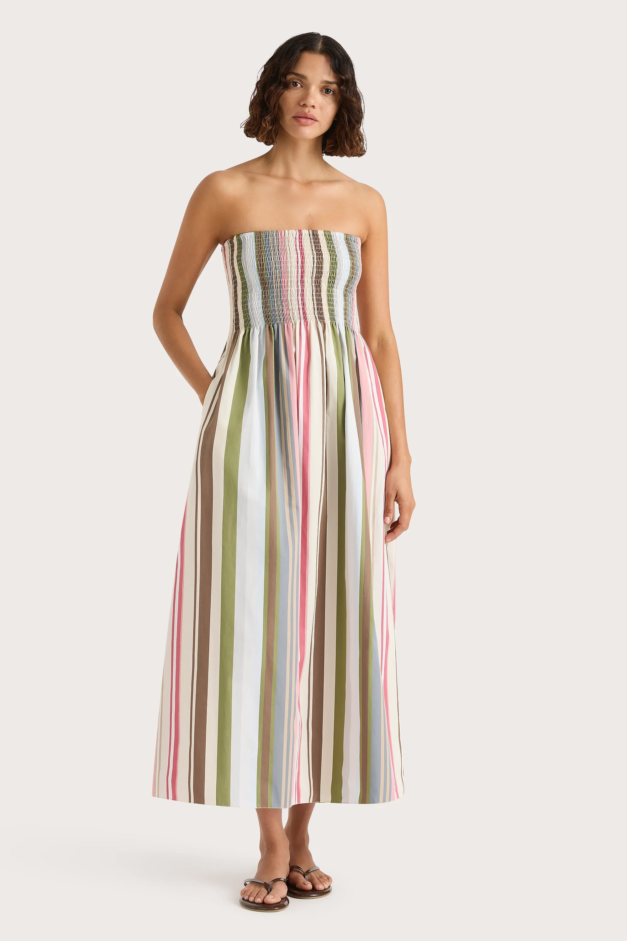 Jamie Midi Dress Meleu Stripe Multi - Final Sale