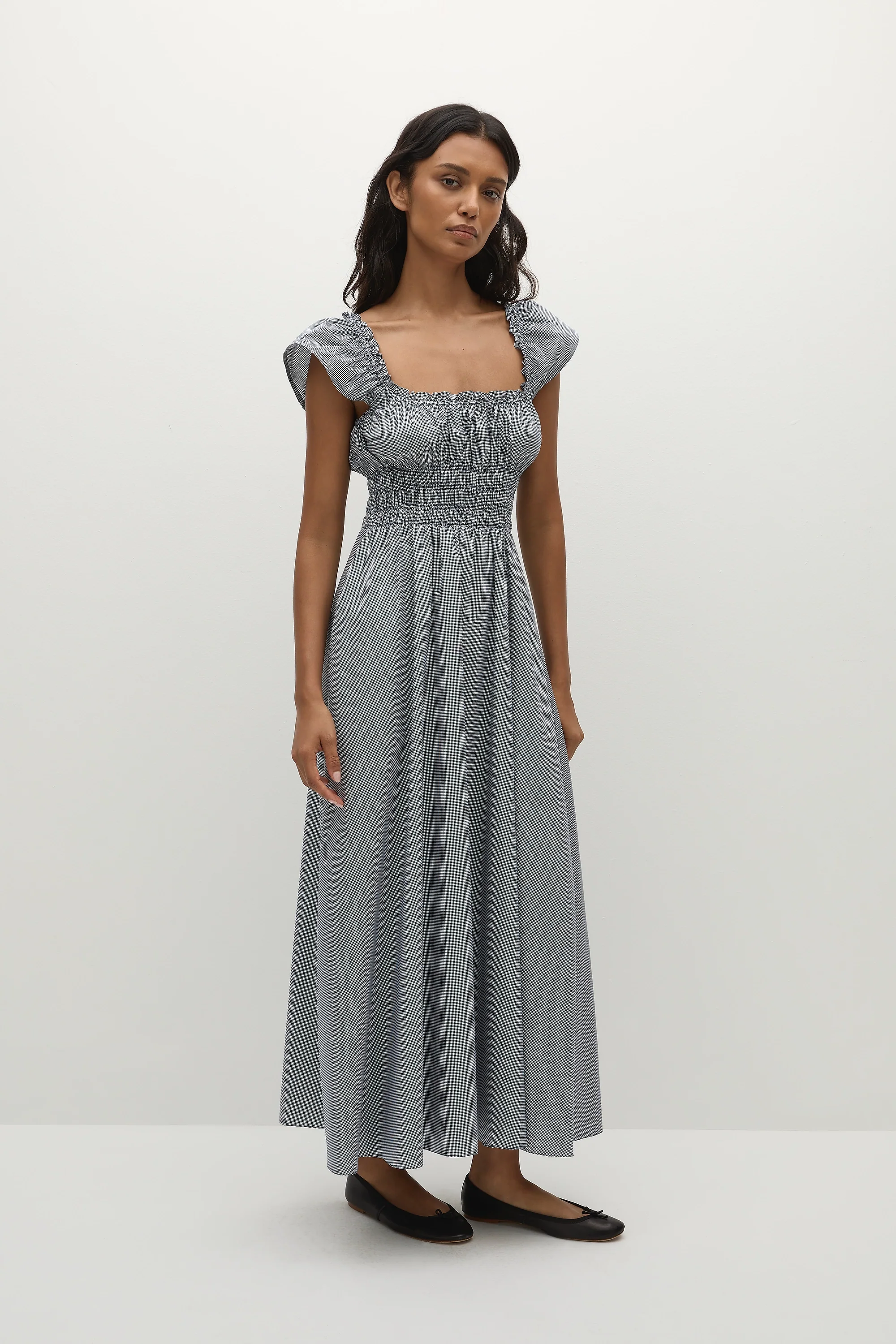 Janne Midi Dress Hanne Gingham Vintage Navy - Final Sale - Image 3
