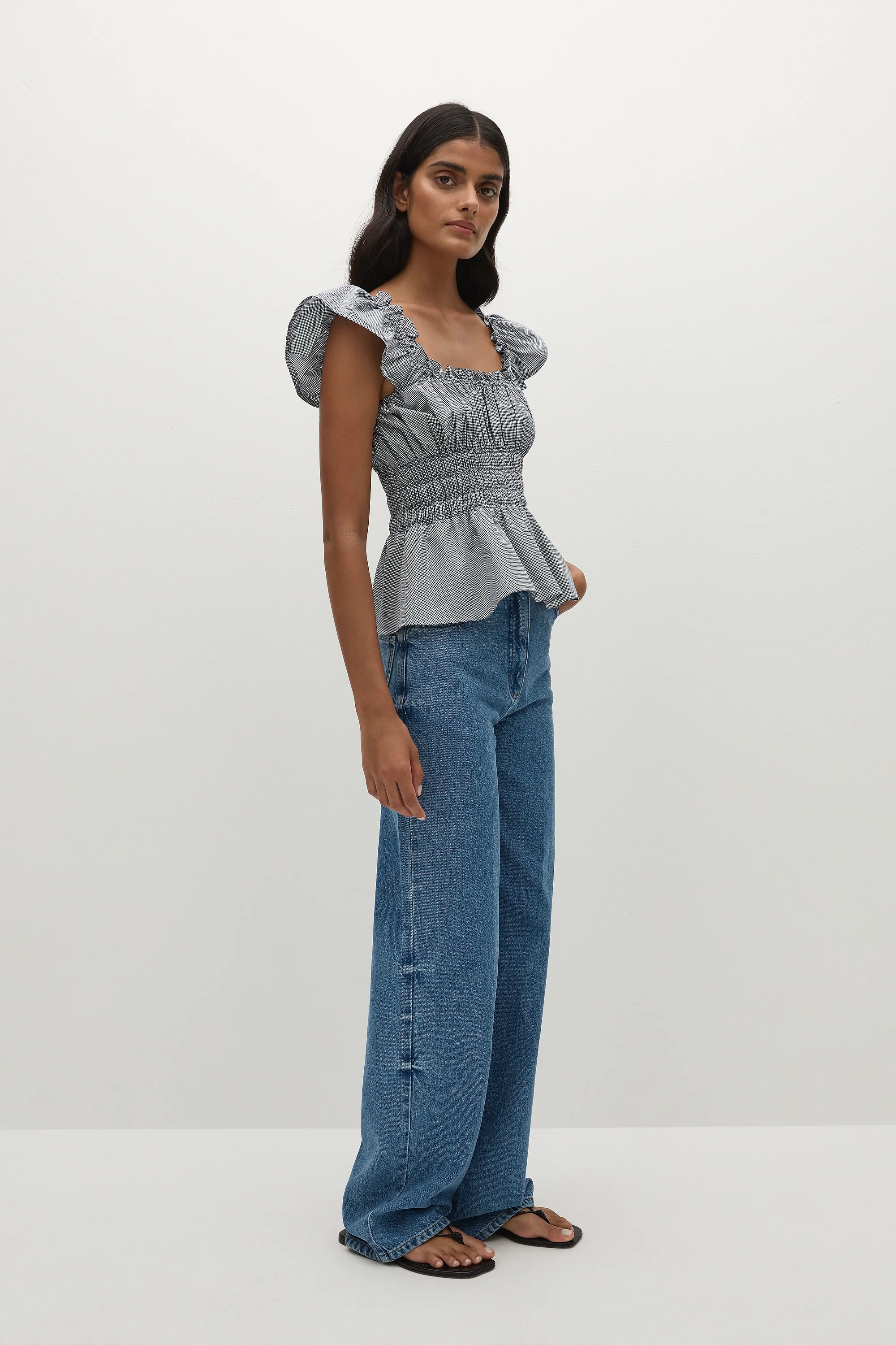 Janne Top Hanne Gingham Vintage Navy - Final Sale - Image 3
