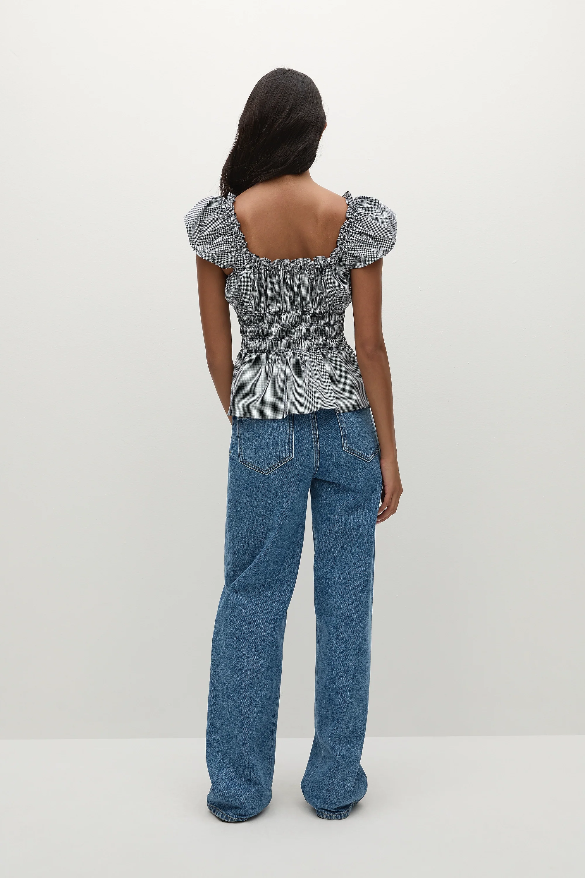 Janne Top Hanne Gingham Vintage Navy - Final Sale - Image 4