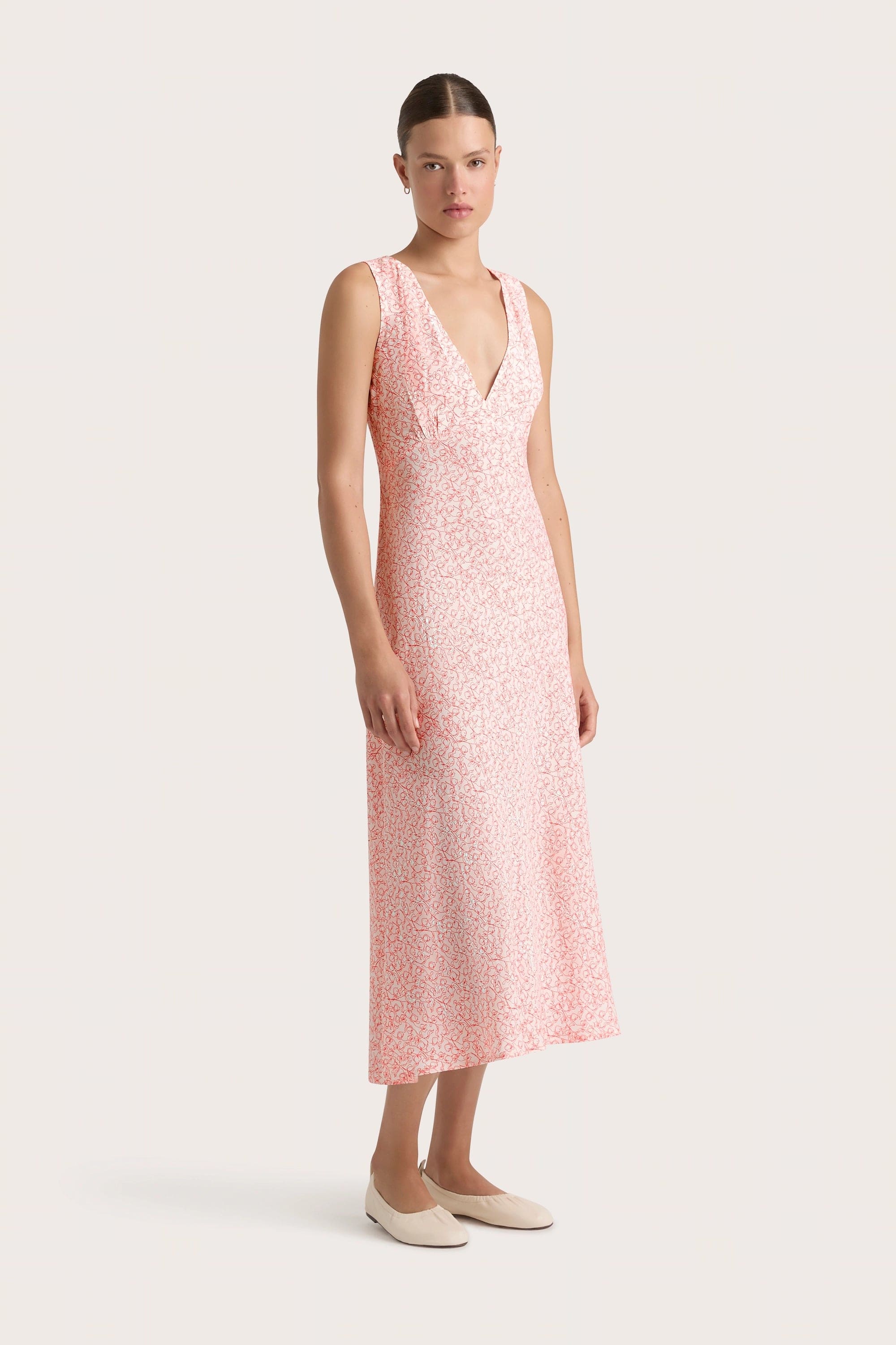 Jardin Midi Dress Calla Vermillion - Final Sale - Image 3