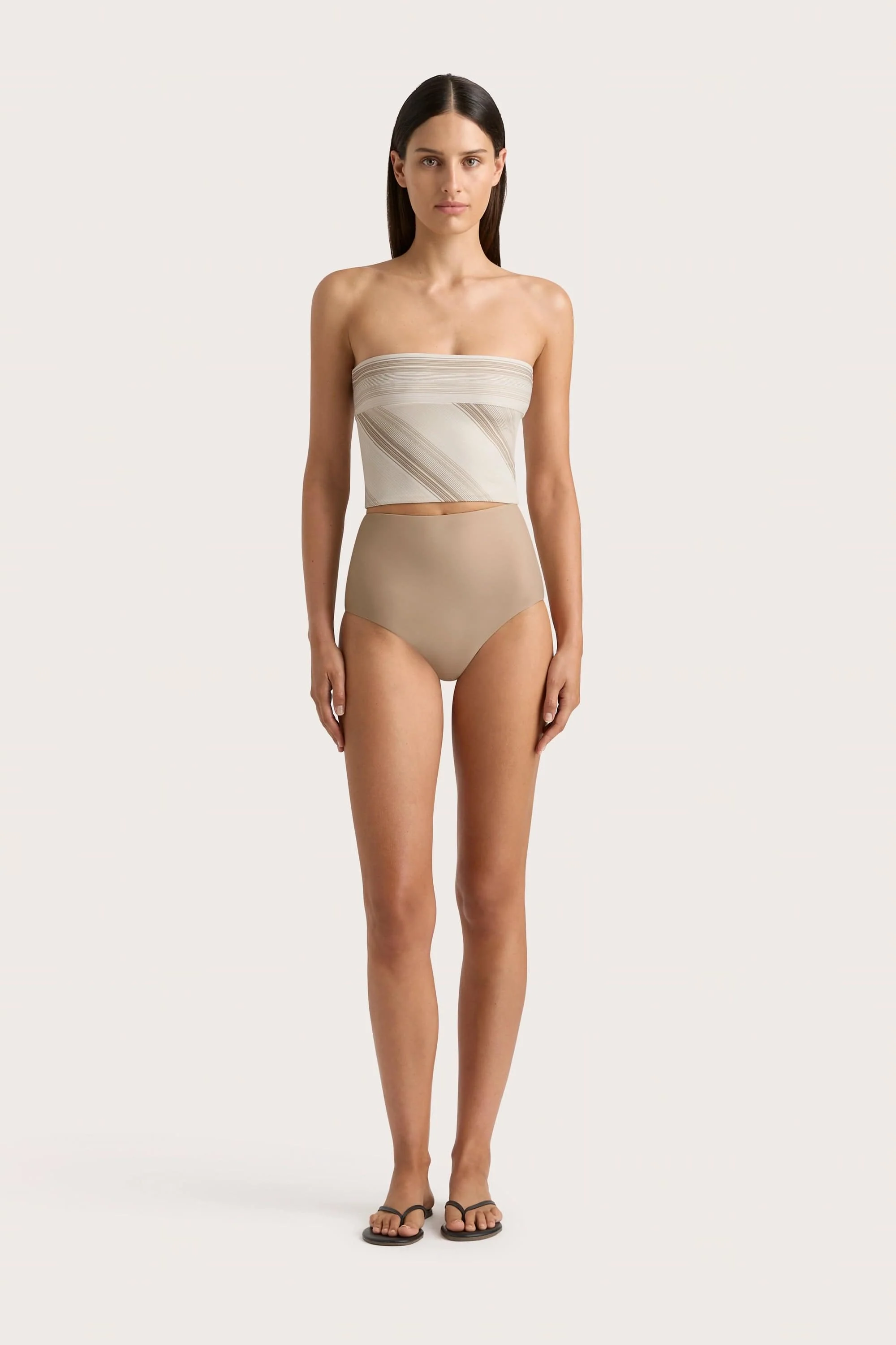Jean Swim Top Futura Stripe Taupe - Final Sale - Image 3