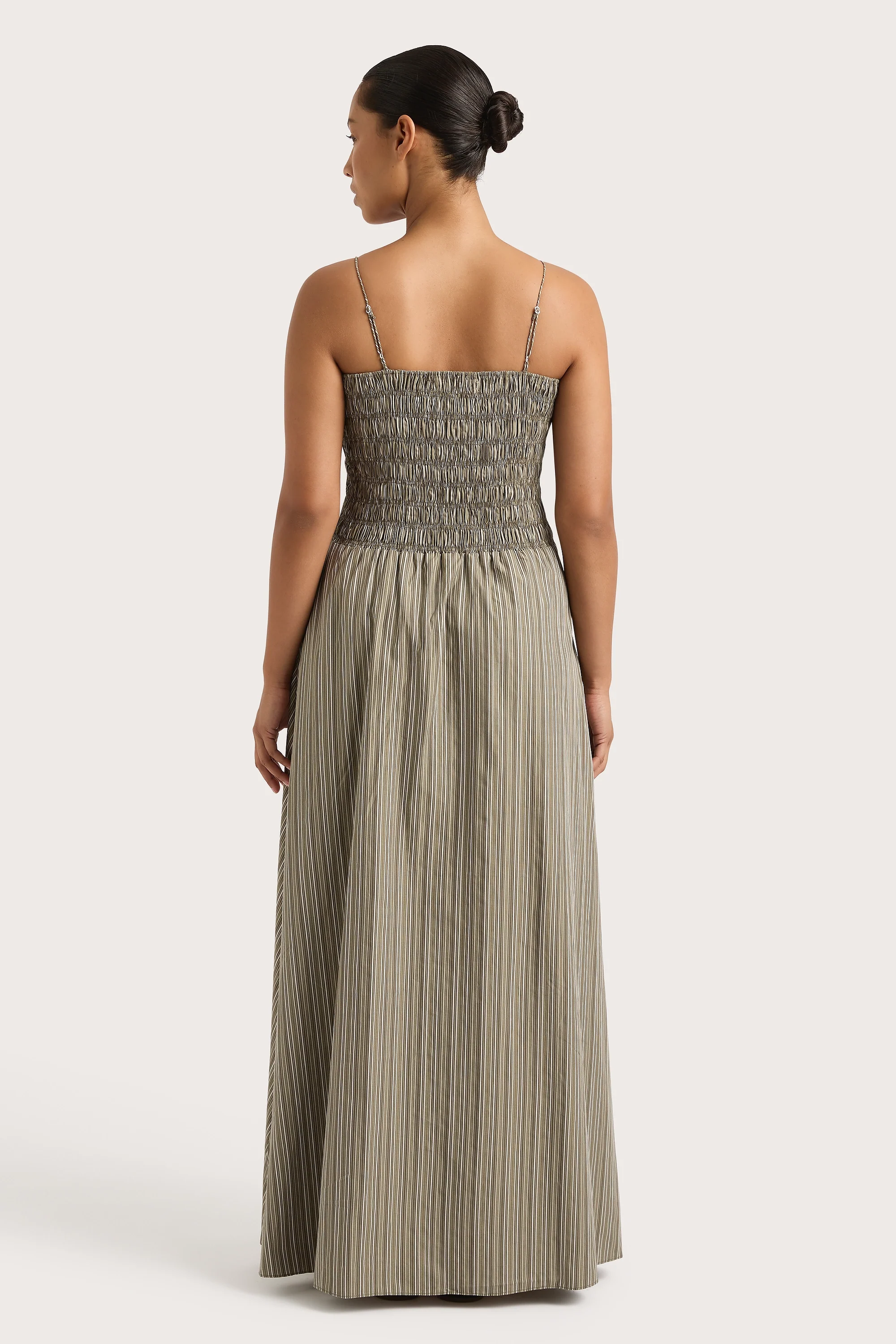 Lida Maxi Dress Khaki Stripe - Final Sale - Image 10