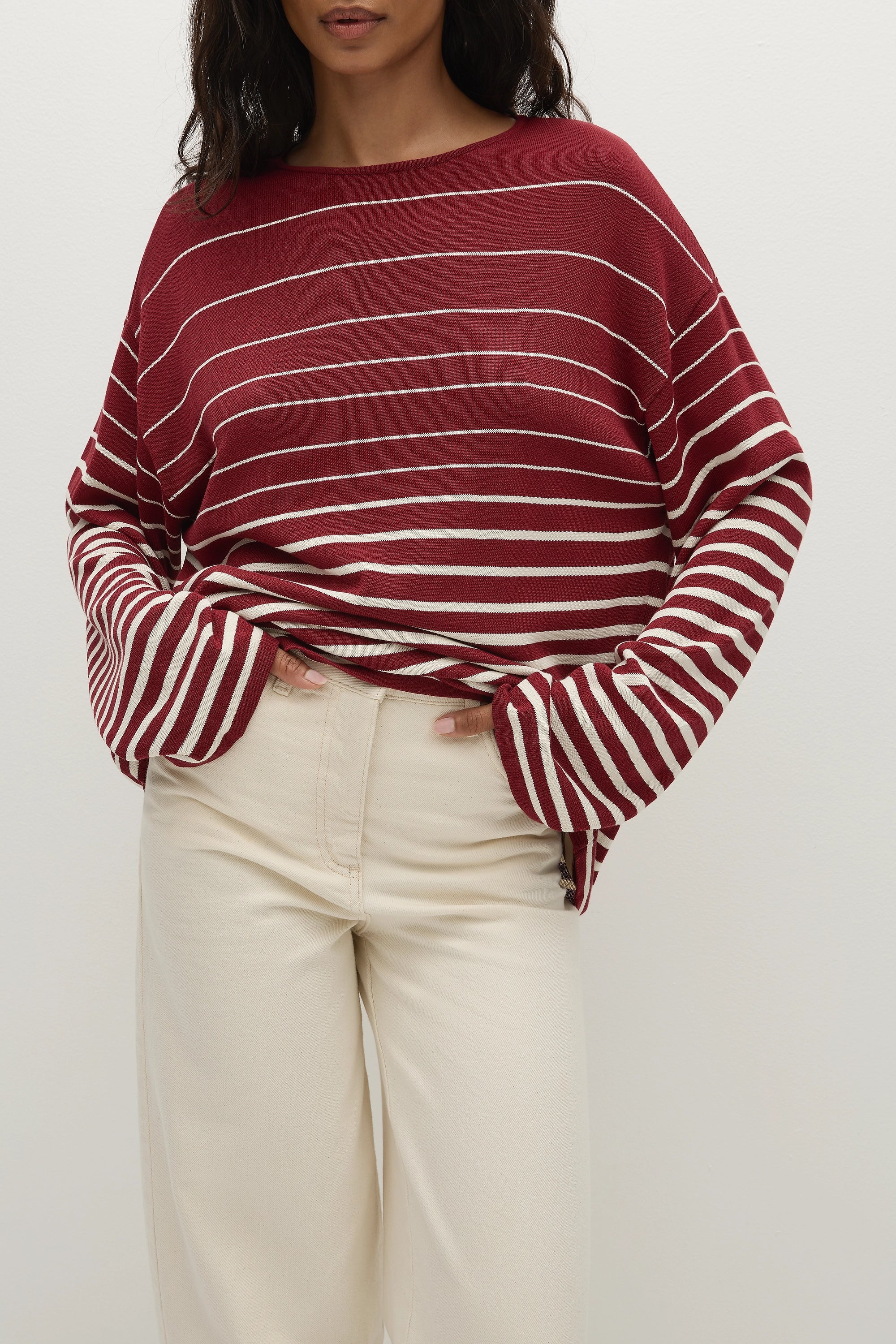 Lyana Top Scandi Stripe Red Cream - Final Sale