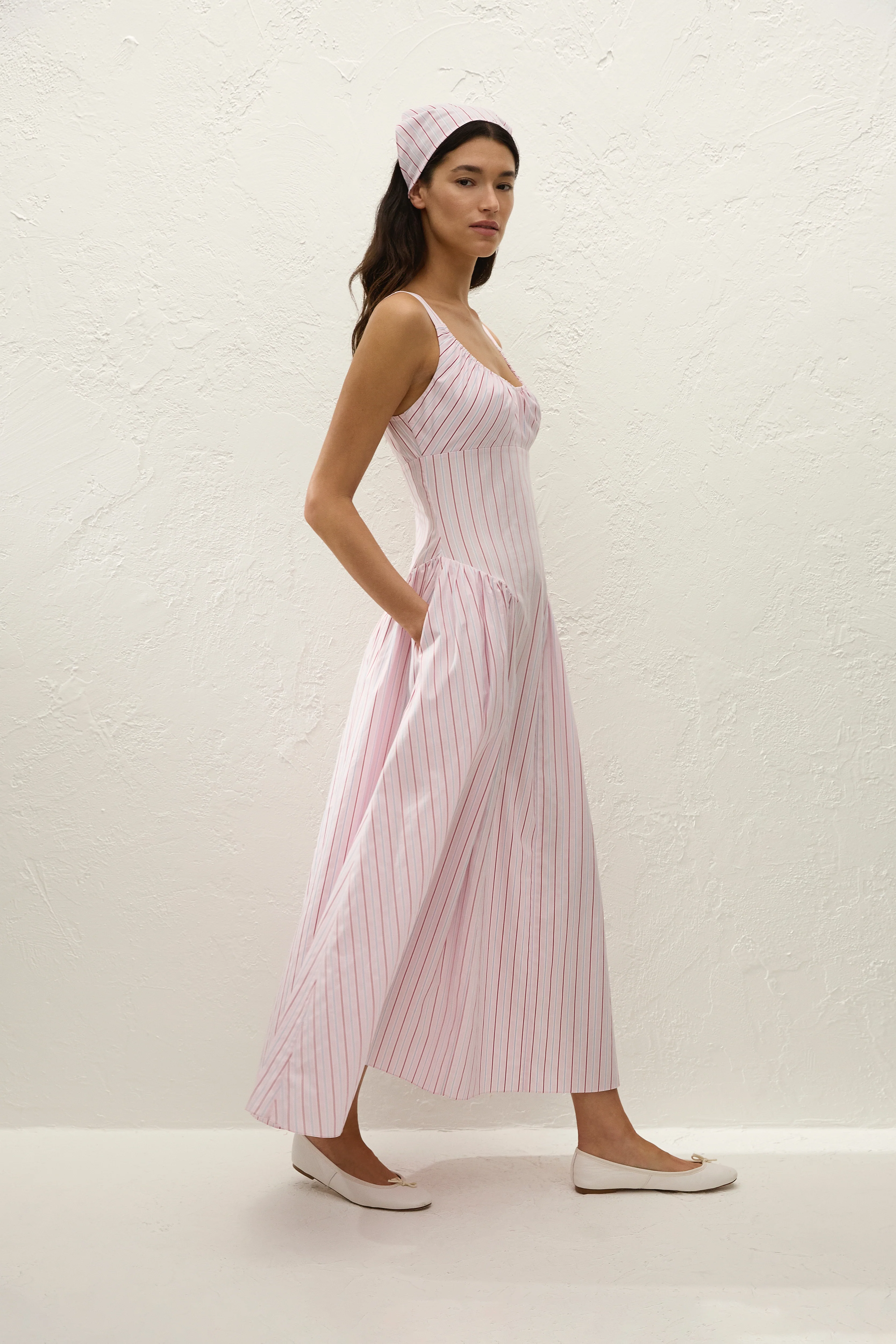 Marcella Midi Dress Fiori Stripe Palazzo - Image 5