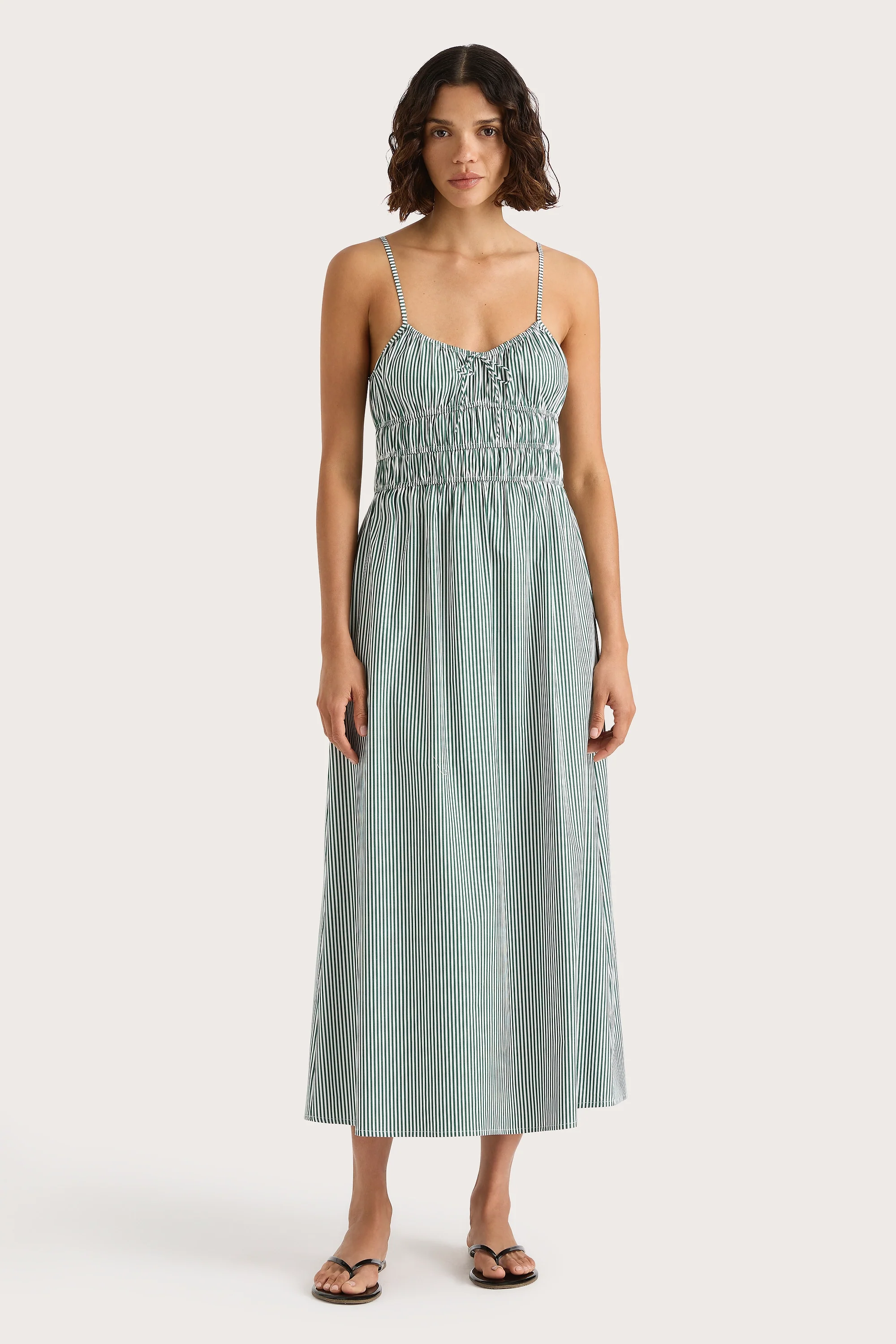 Marianne Midi Dress Green Stripe - Final Sale