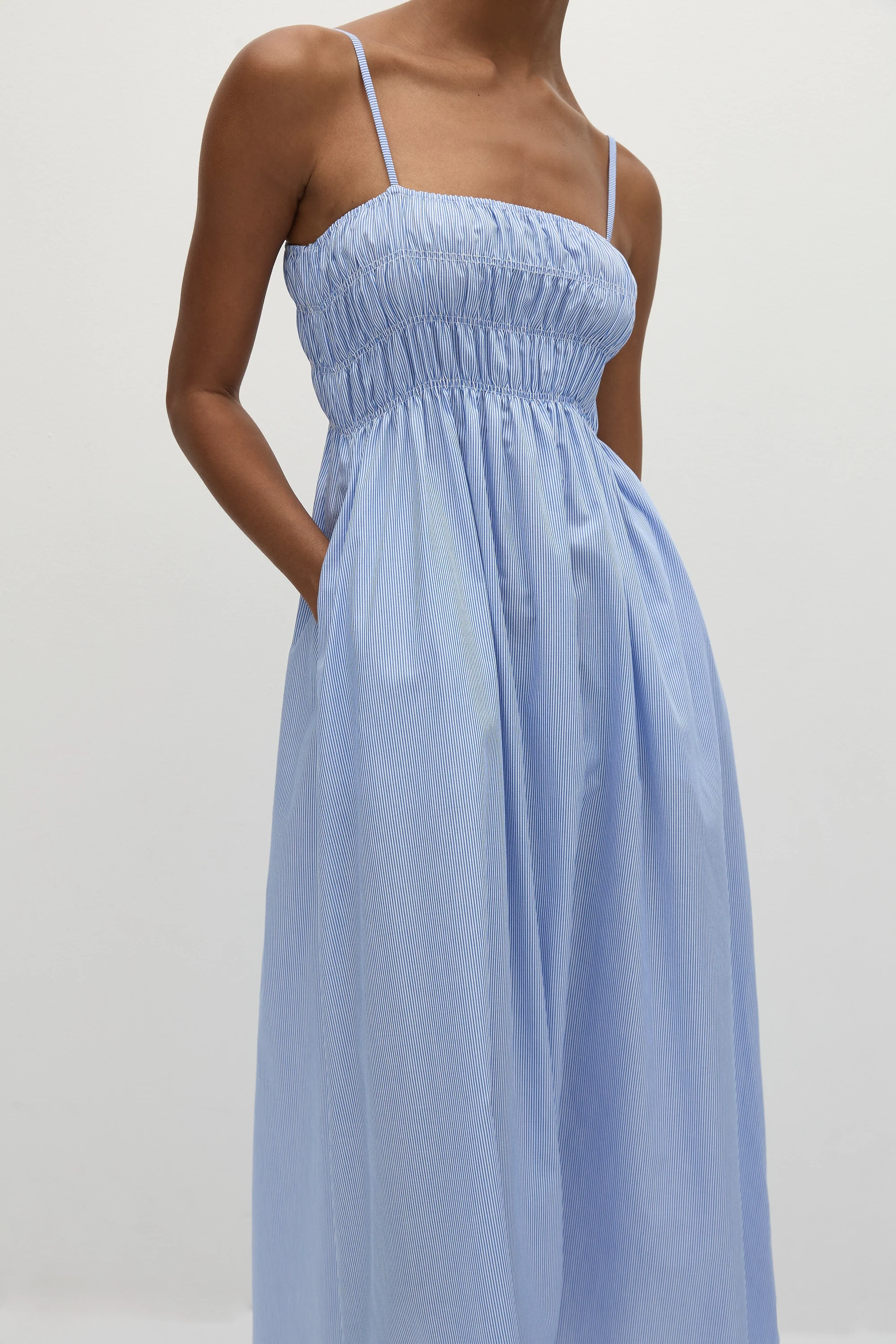 Nica Midi Dress Soft Blue Stripe - Final Sale - Image 2
