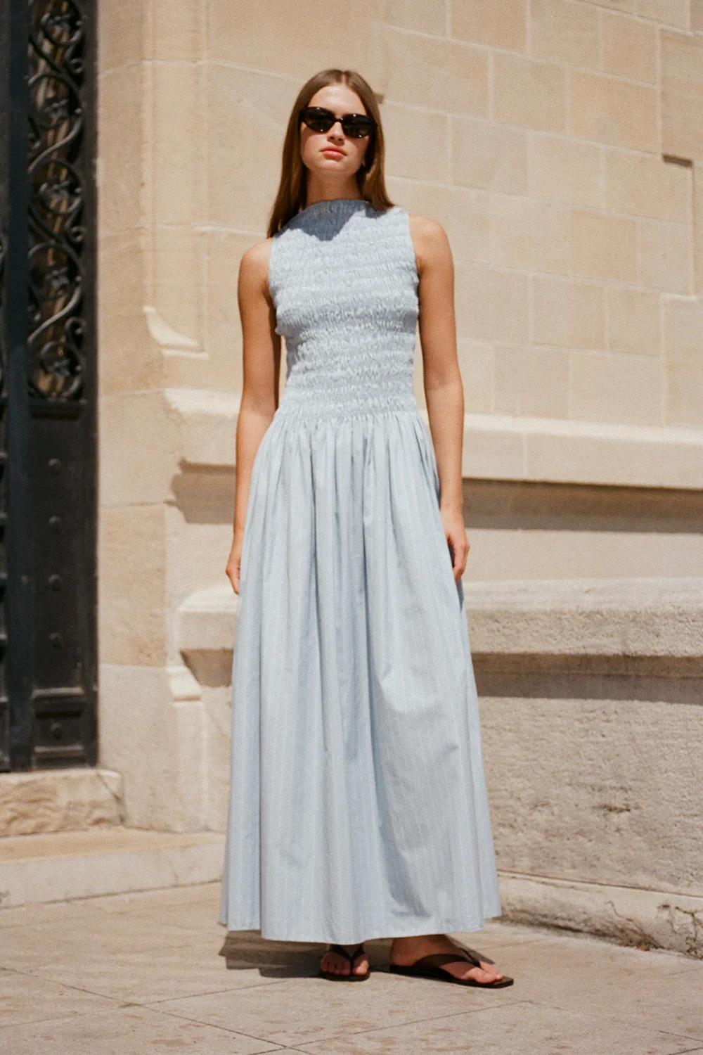 Noa Maxi Dress Blue Pinstripe - Final Sale - Image 2