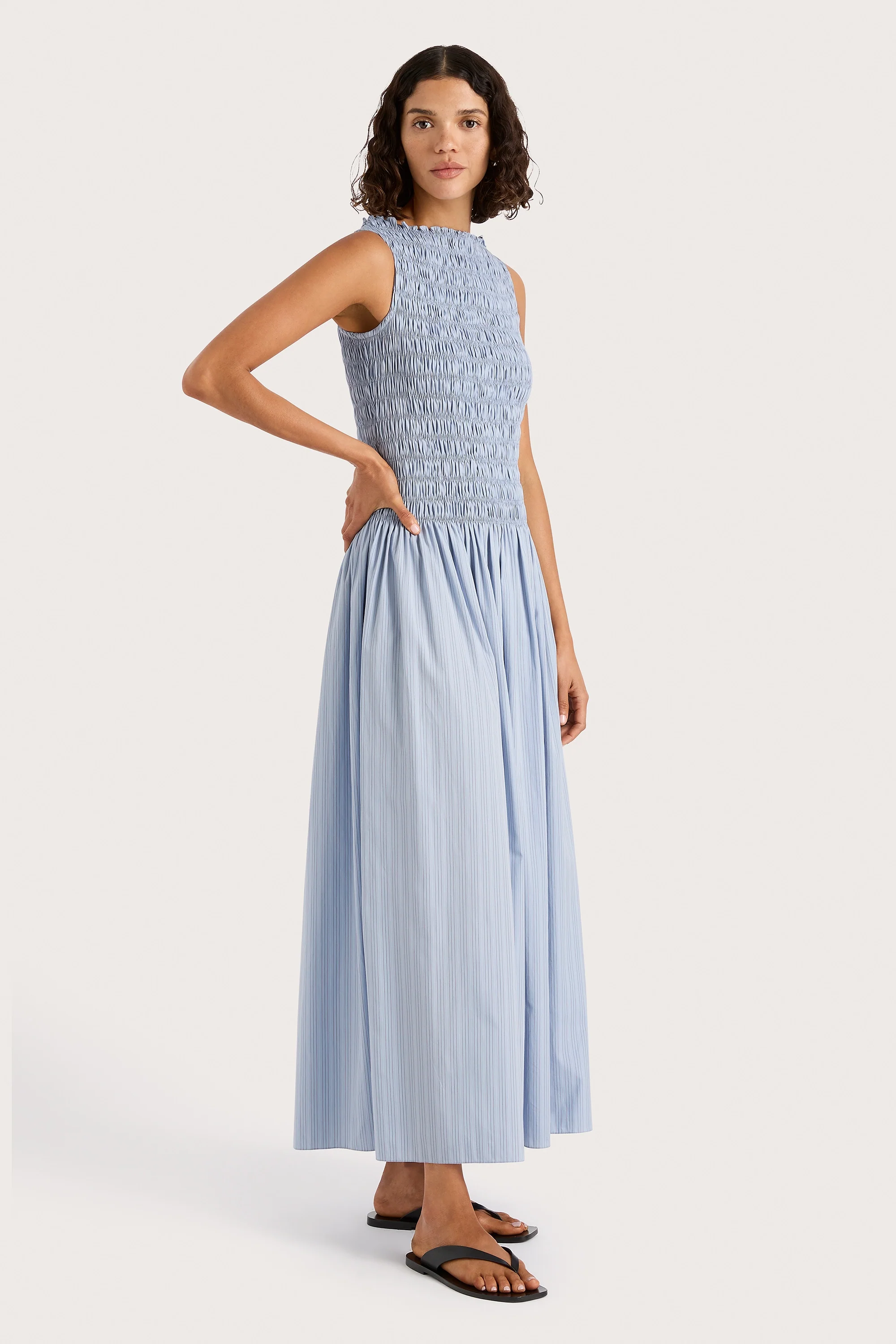 Noa Maxi Dress Blue Pinstripe - Final Sale - Image 5